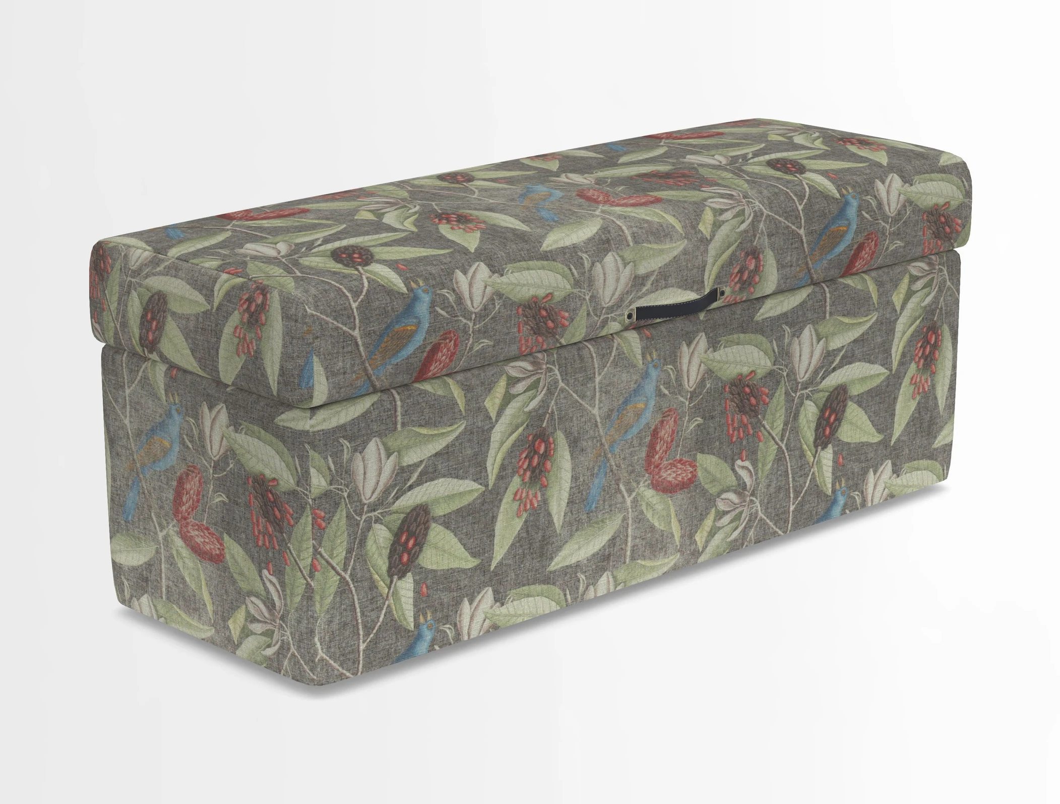 Birdham medium blanket box in Spill Resistant Gertrude Jekyll Ornamental Duck Egg and Alwinton 3 seater sofa in Spill Resistant Sussex Stripe Mocha