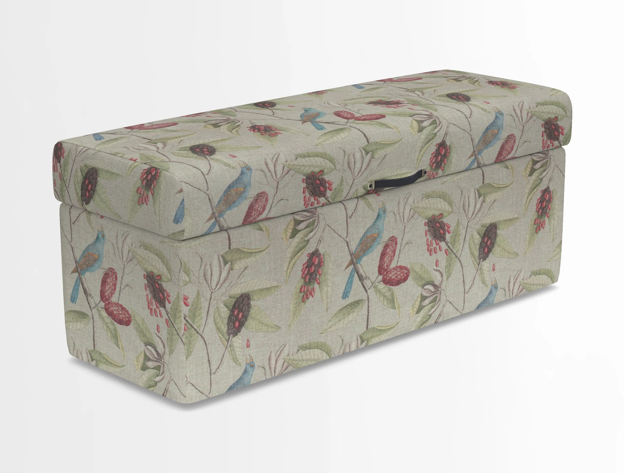 Birdham medium blanket box in Spill Resistant Gertrude Jekyll Ornamental Duck Egg and Alwinton 3 seater sofa in Spill Resistant Sussex Stripe Mocha