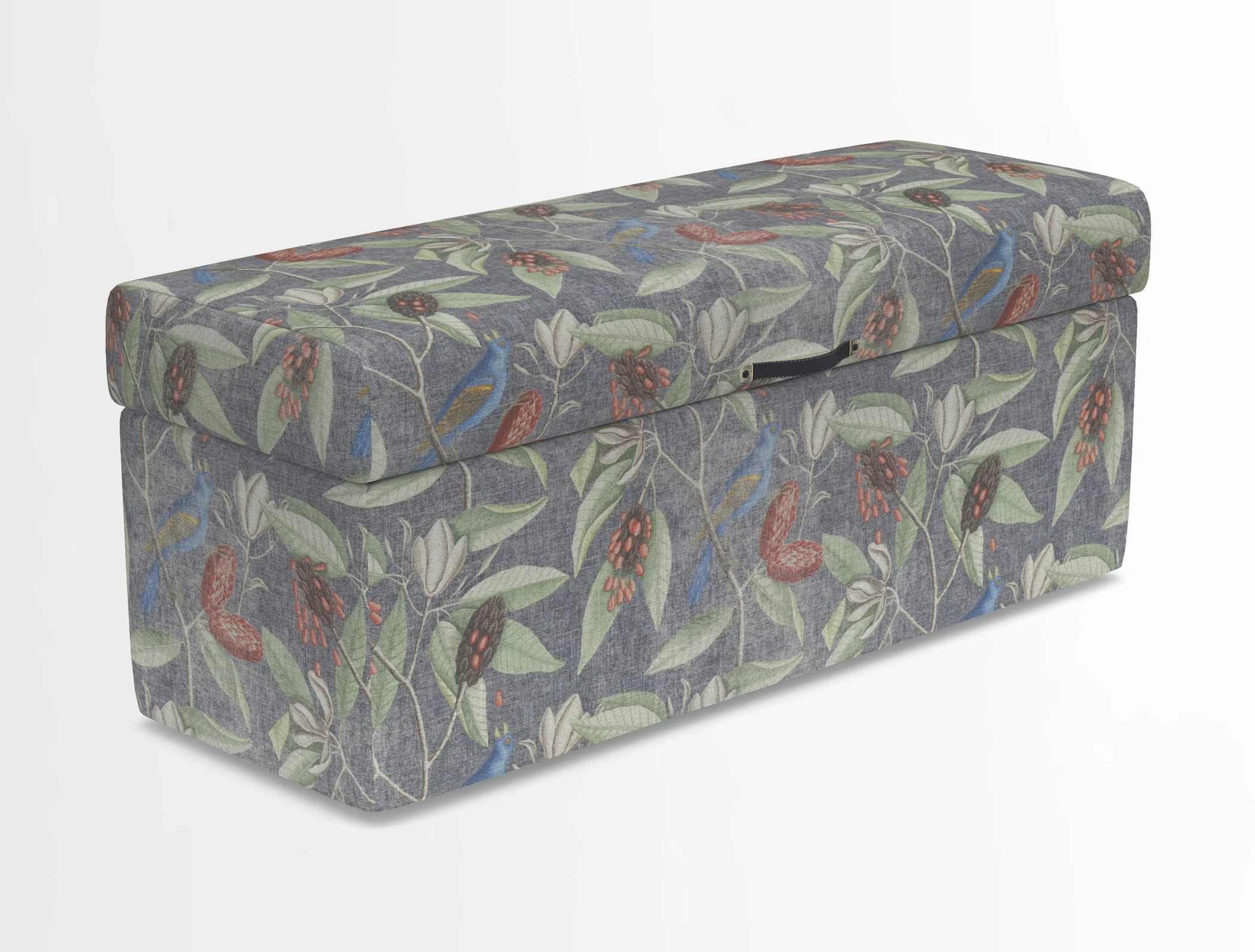 Birdham medium blanket box in Spill Resistant Gertrude Jekyll Ornamental Duck Egg and Alwinton 3 seater sofa in Spill Resistant Sussex Stripe Mocha