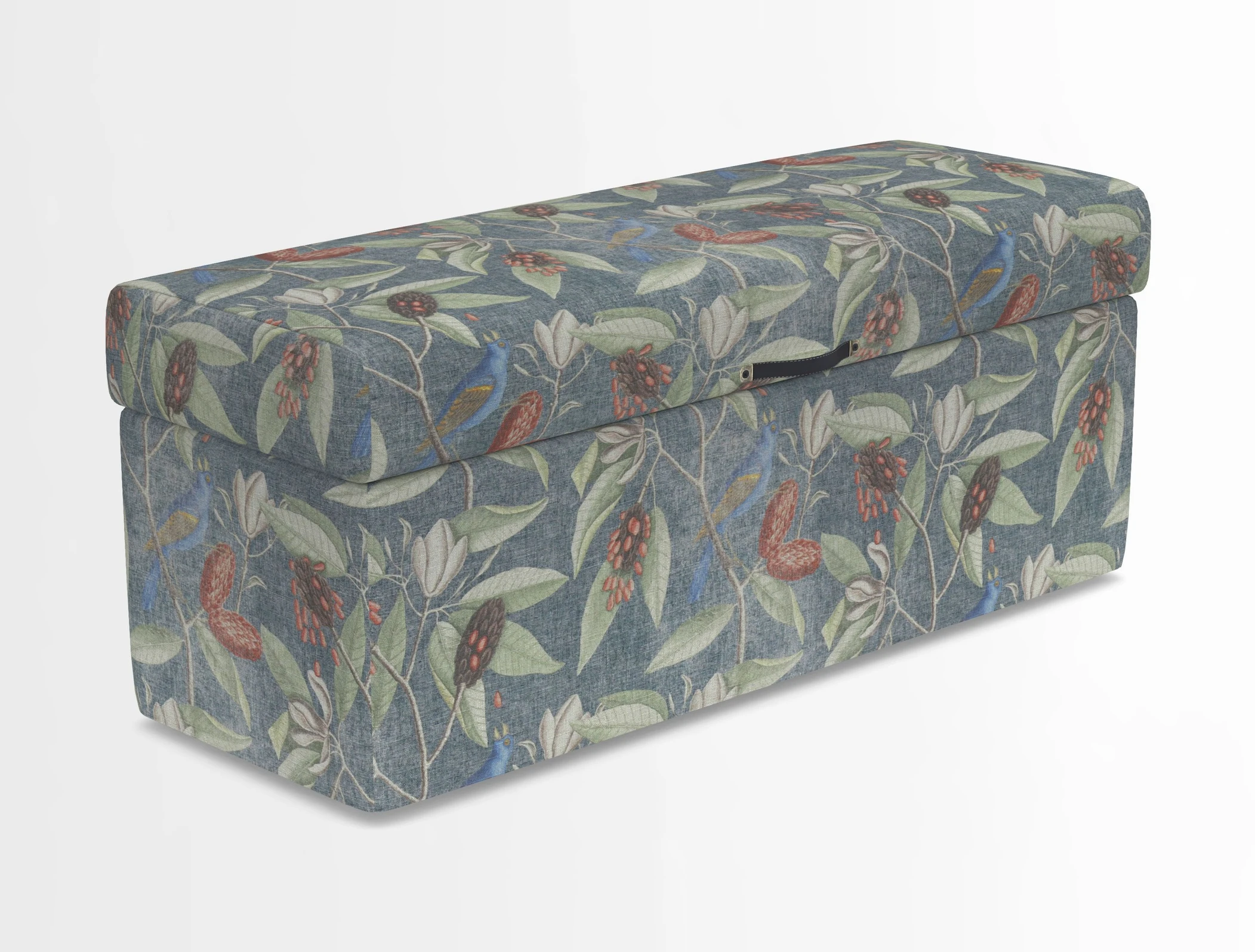 Birdham medium blanket box in Spill Resistant Gertrude Jekyll Ornamental Duck Egg and Alwinton 3 seater sofa in Spill Resistant Sussex Stripe Mocha