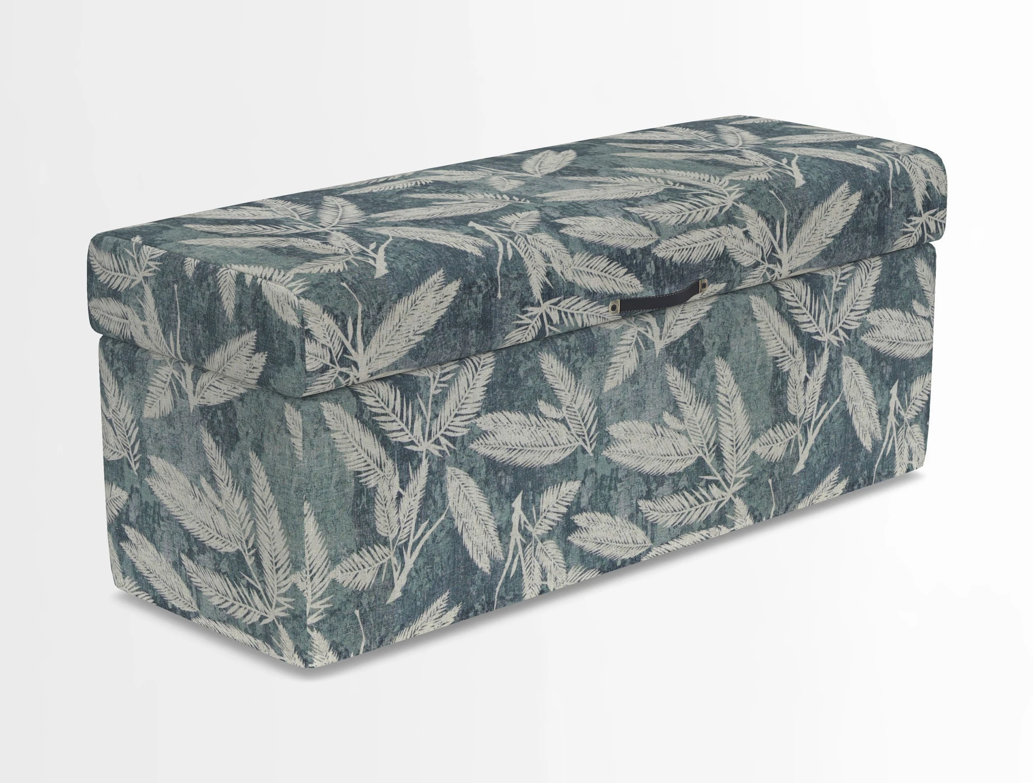 Birdham medium blanket box in Spill Resistant Gertrude Jekyll Ornamental Duck Egg and Alwinton 3 seater sofa in Spill Resistant Sussex Stripe Mocha