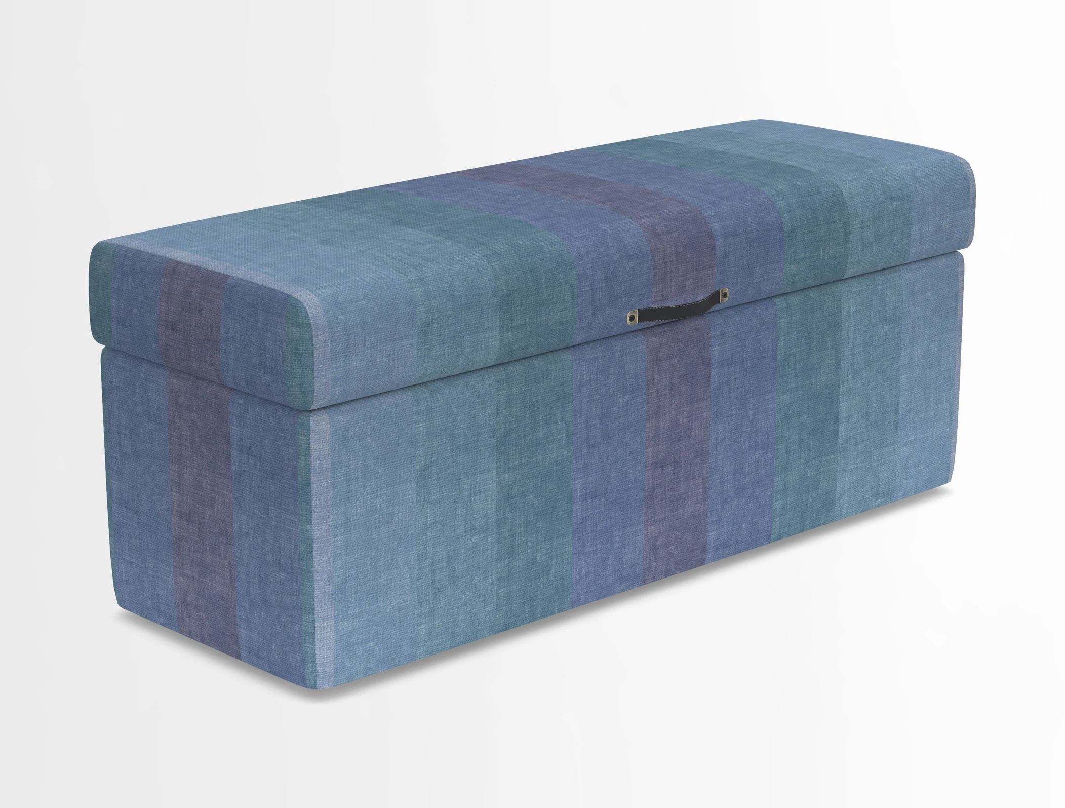 Birdham medium blanket box in Spill Resistant Gertrude Jekyll Ornamental Duck Egg and Alwinton 3 seater sofa in Spill Resistant Sussex Stripe Mocha