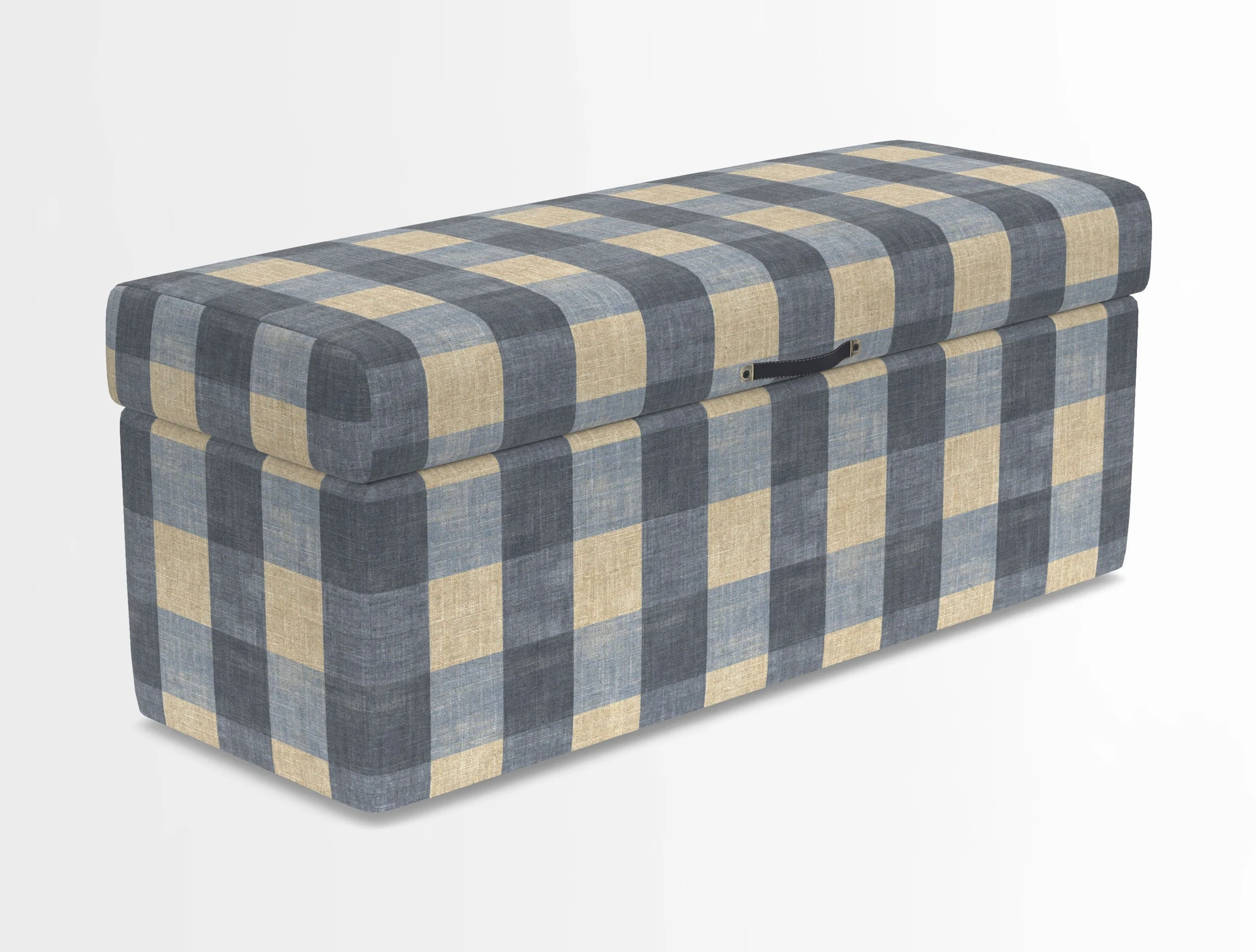 Birdham medium blanket box in Spill Resistant Gertrude Jekyll Ornamental Duck Egg and Alwinton 3 seater sofa in Spill Resistant Sussex Stripe Mocha