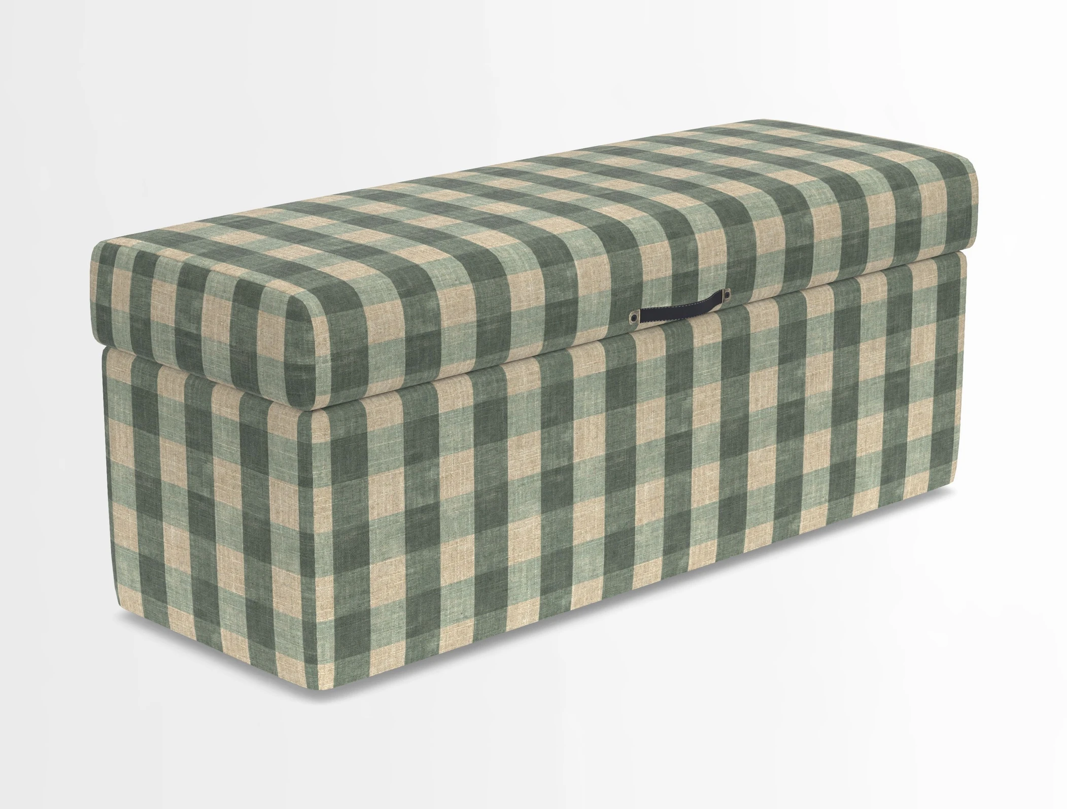 Birdham medium blanket box in Spill Resistant Gertrude Jekyll Ornamental Duck Egg and Alwinton 3 seater sofa in Spill Resistant Sussex Stripe Mocha