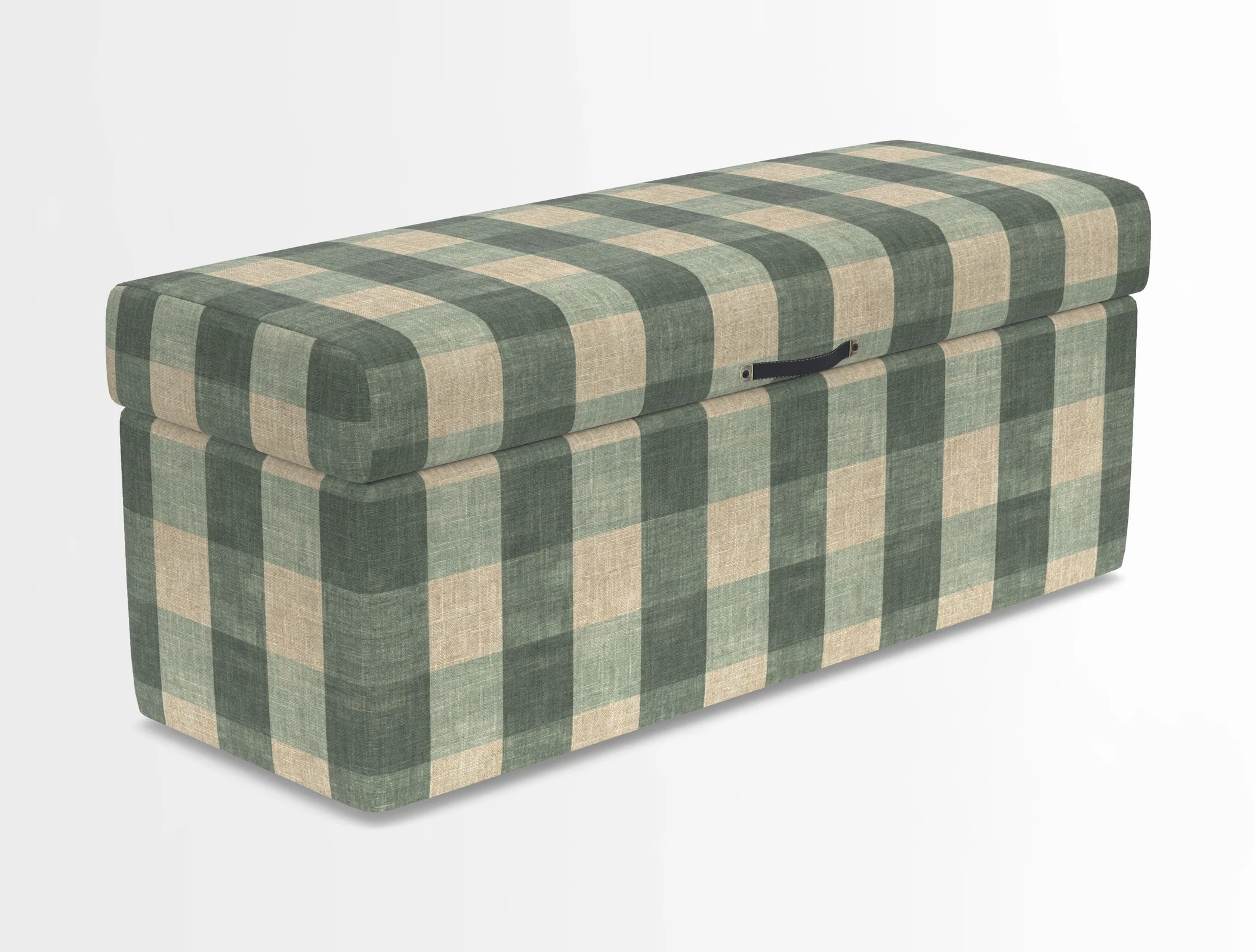 Birdham medium blanket box in Spill Resistant Gertrude Jekyll Ornamental Duck Egg and Alwinton 3 seater sofa in Spill Resistant Sussex Stripe Mocha