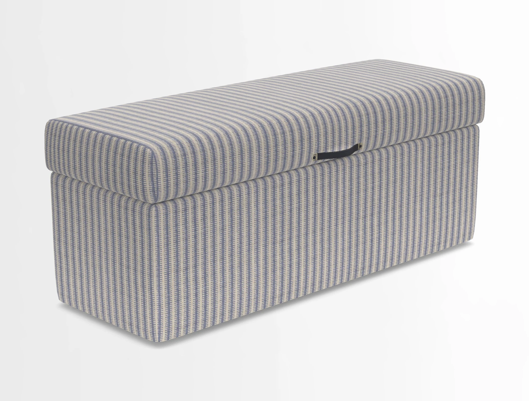 Birdham medium blanket box in Spill Resistant Gertrude Jekyll Ornamental Duck Egg and Alwinton 3 seater sofa in Spill Resistant Sussex Stripe Mocha