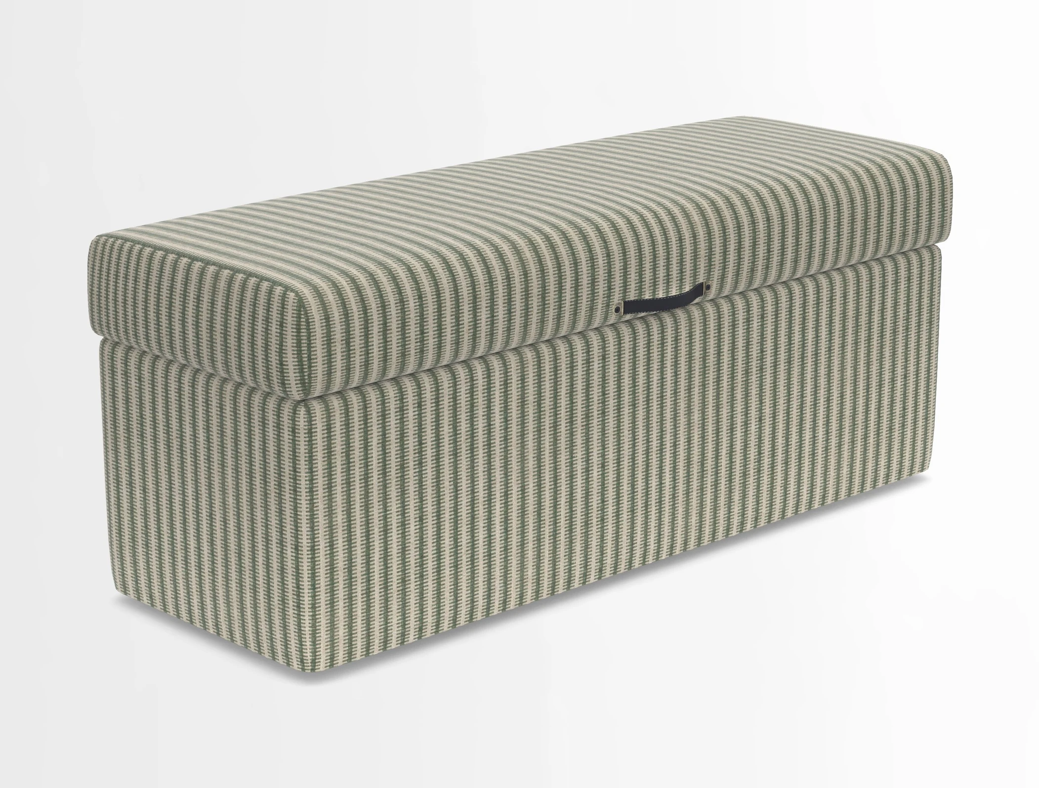 Birdham medium blanket box in Spill Resistant Gertrude Jekyll Ornamental Duck Egg and Alwinton 3 seater sofa in Spill Resistant Sussex Stripe Mocha
