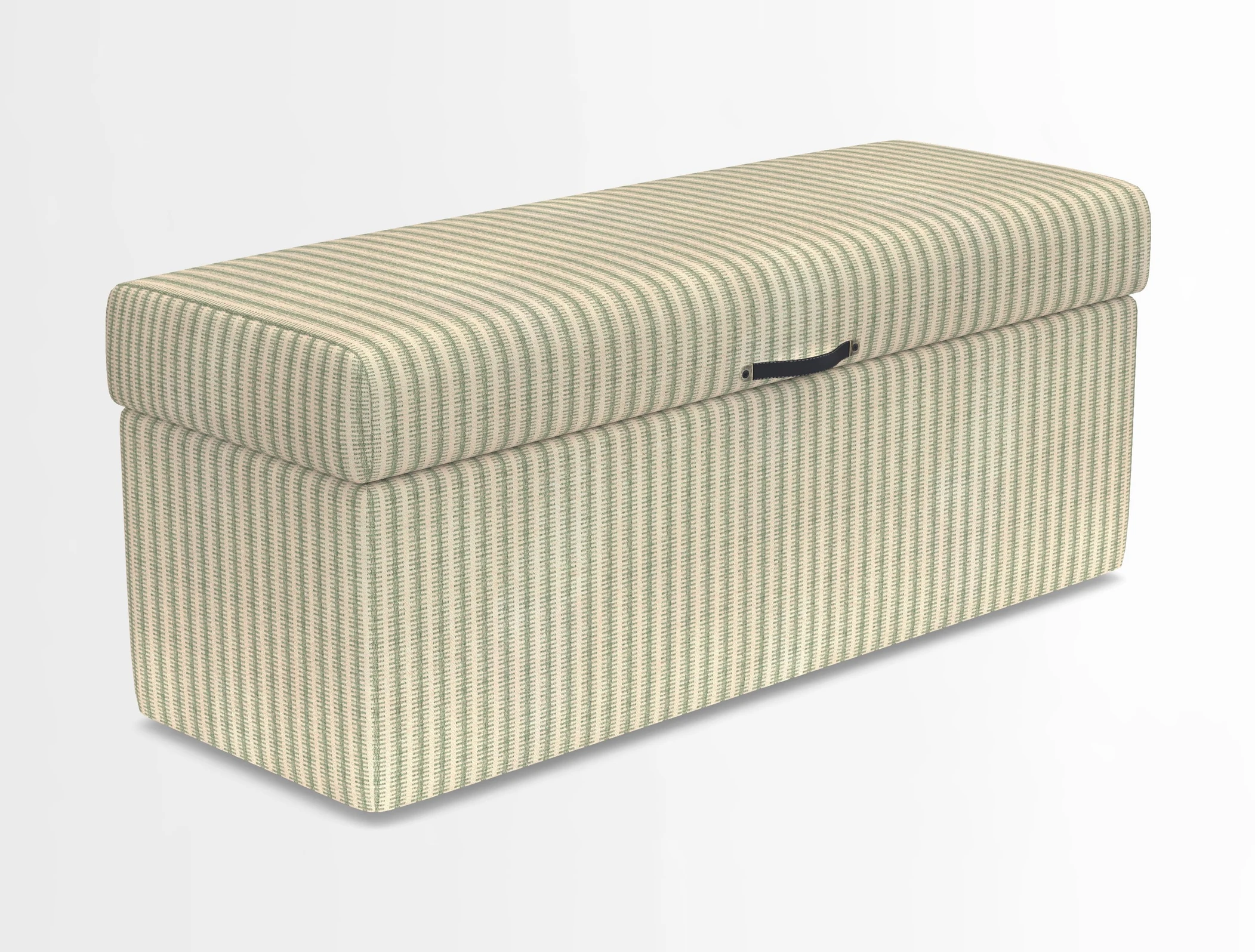 Birdham medium blanket box in Spill Resistant Gertrude Jekyll Ornamental Duck Egg and Alwinton 3 seater sofa in Spill Resistant Sussex Stripe Mocha