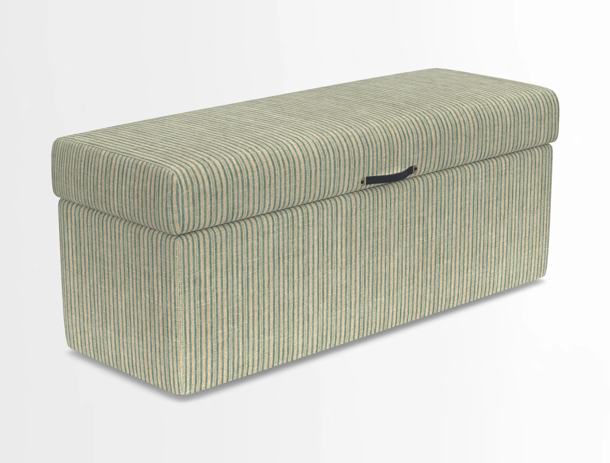 Birdham medium blanket box in Spill Resistant Gertrude Jekyll Ornamental Duck Egg and Alwinton 3 seater sofa in Spill Resistant Sussex Stripe Mocha