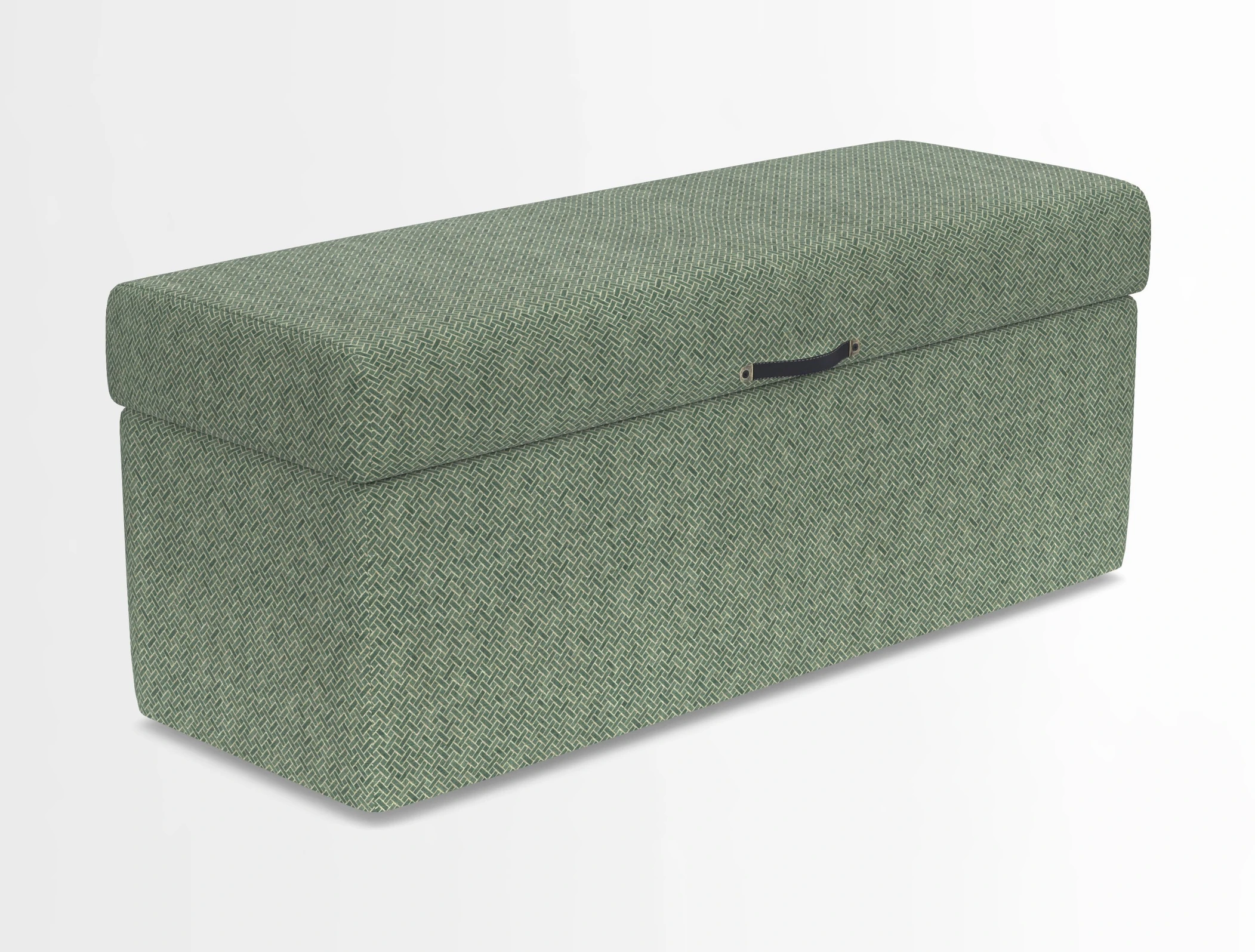 Birdham medium blanket box in Spill Resistant Gertrude Jekyll Ornamental Duck Egg and Alwinton 3 seater sofa in Spill Resistant Sussex Stripe Mocha