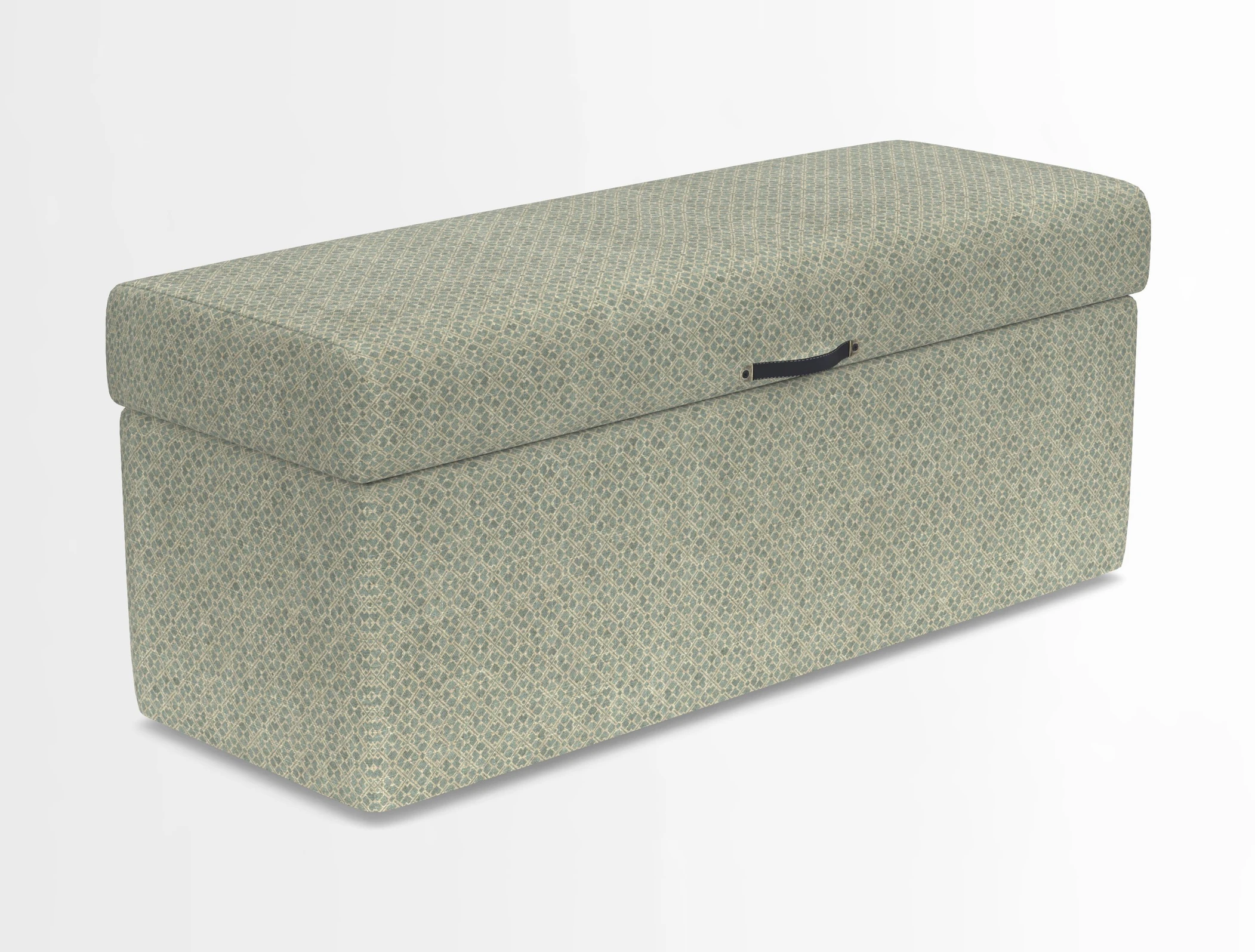 Birdham medium blanket box in Spill Resistant Gertrude Jekyll Ornamental Duck Egg and Alwinton 3 seater sofa in Spill Resistant Sussex Stripe Mocha