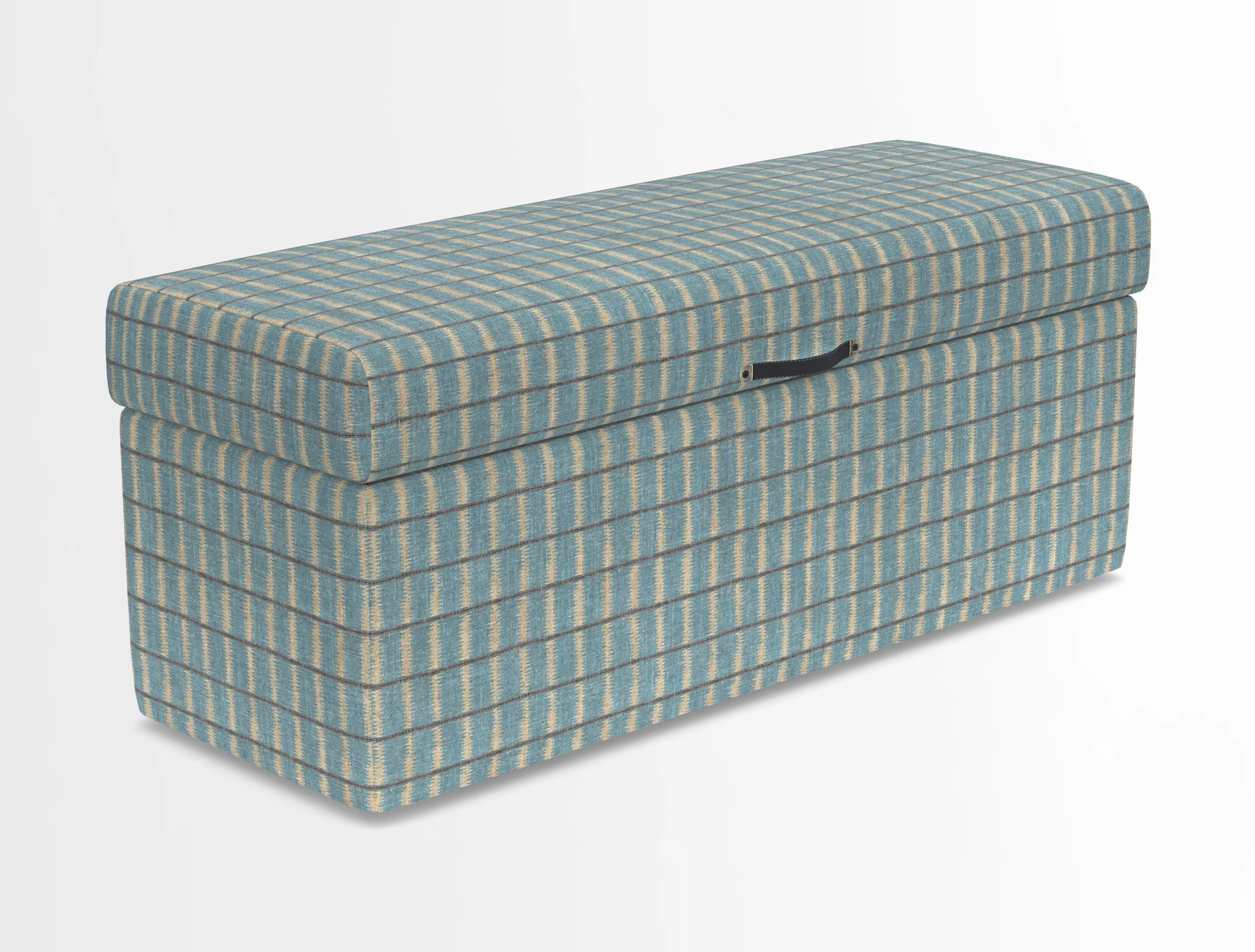 Birdham medium blanket box in Spill Resistant Gertrude Jekyll Ornamental Duck Egg and Alwinton 3 seater sofa in Spill Resistant Sussex Stripe Mocha