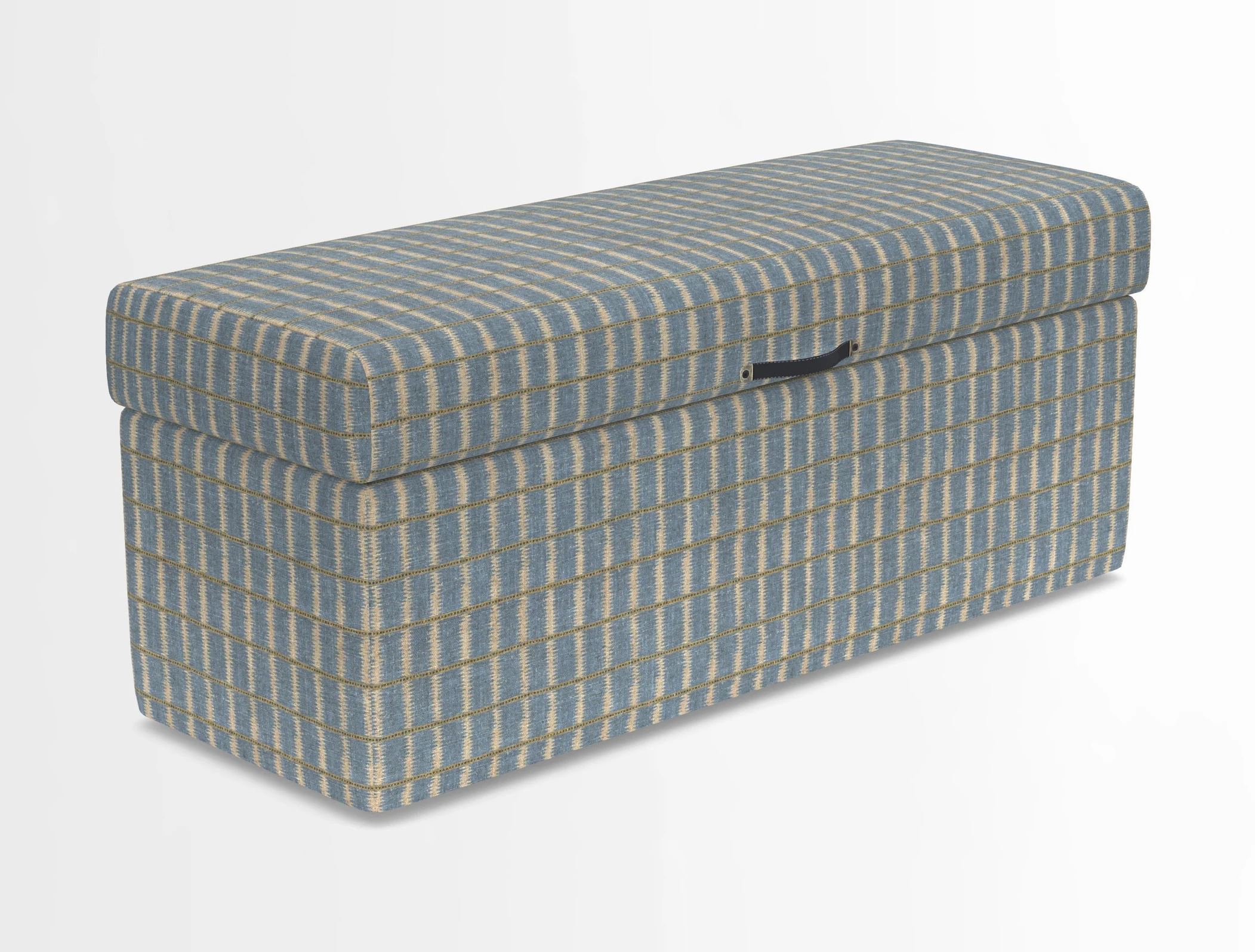 Birdham medium blanket box in Spill Resistant Gertrude Jekyll Ornamental Duck Egg and Alwinton 3 seater sofa in Spill Resistant Sussex Stripe Mocha