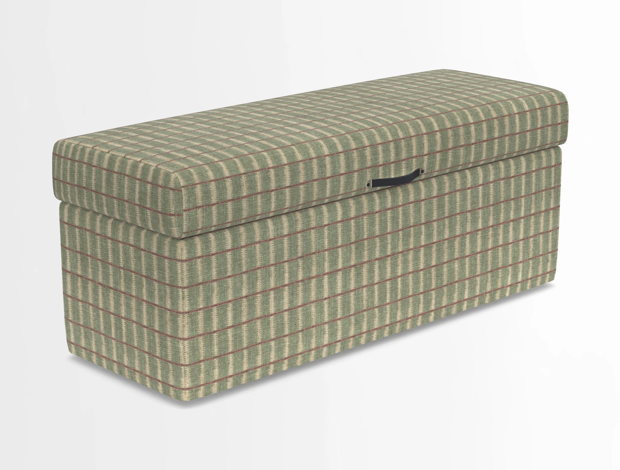 Birdham medium blanket box in Spill Resistant Gertrude Jekyll Ornamental Duck Egg and Alwinton 3 seater sofa in Spill Resistant Sussex Stripe Mocha