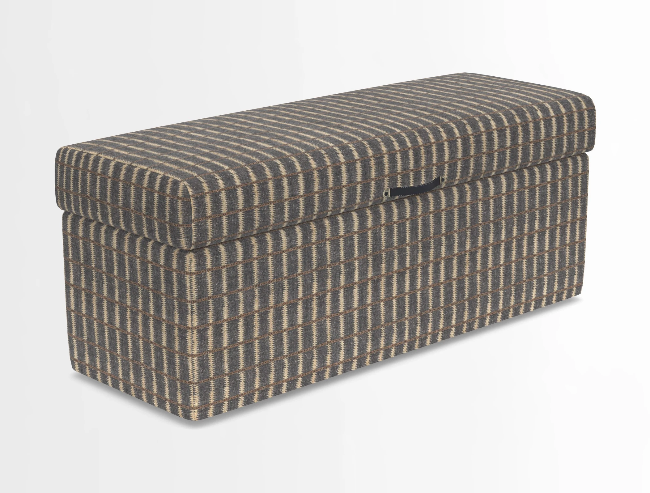 Birdham medium blanket box in Spill Resistant Gertrude Jekyll Ornamental Duck Egg and Alwinton 3 seater sofa in Spill Resistant Sussex Stripe Mocha