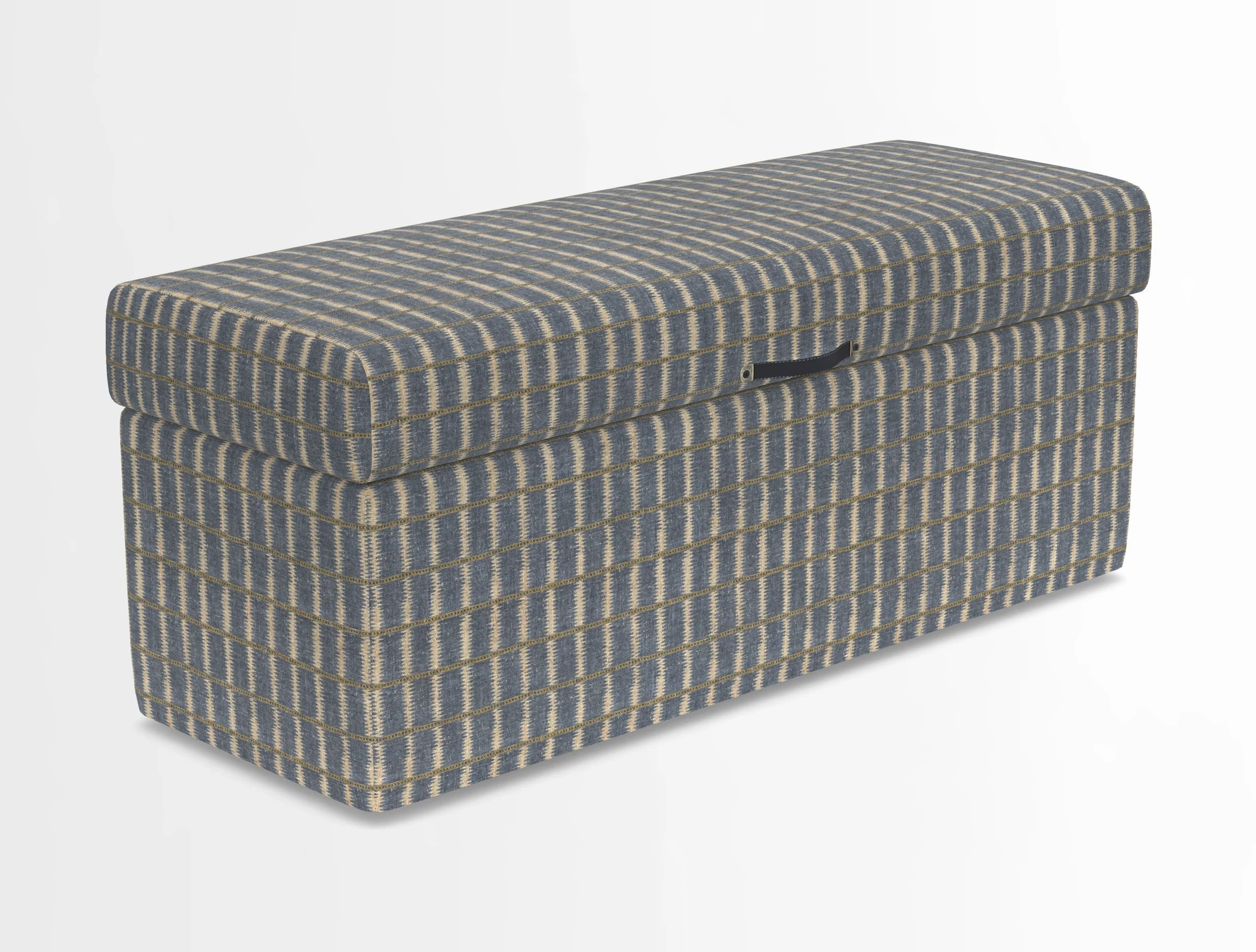 Birdham medium blanket box in Spill Resistant Gertrude Jekyll Ornamental Duck Egg and Alwinton 3 seater sofa in Spill Resistant Sussex Stripe Mocha