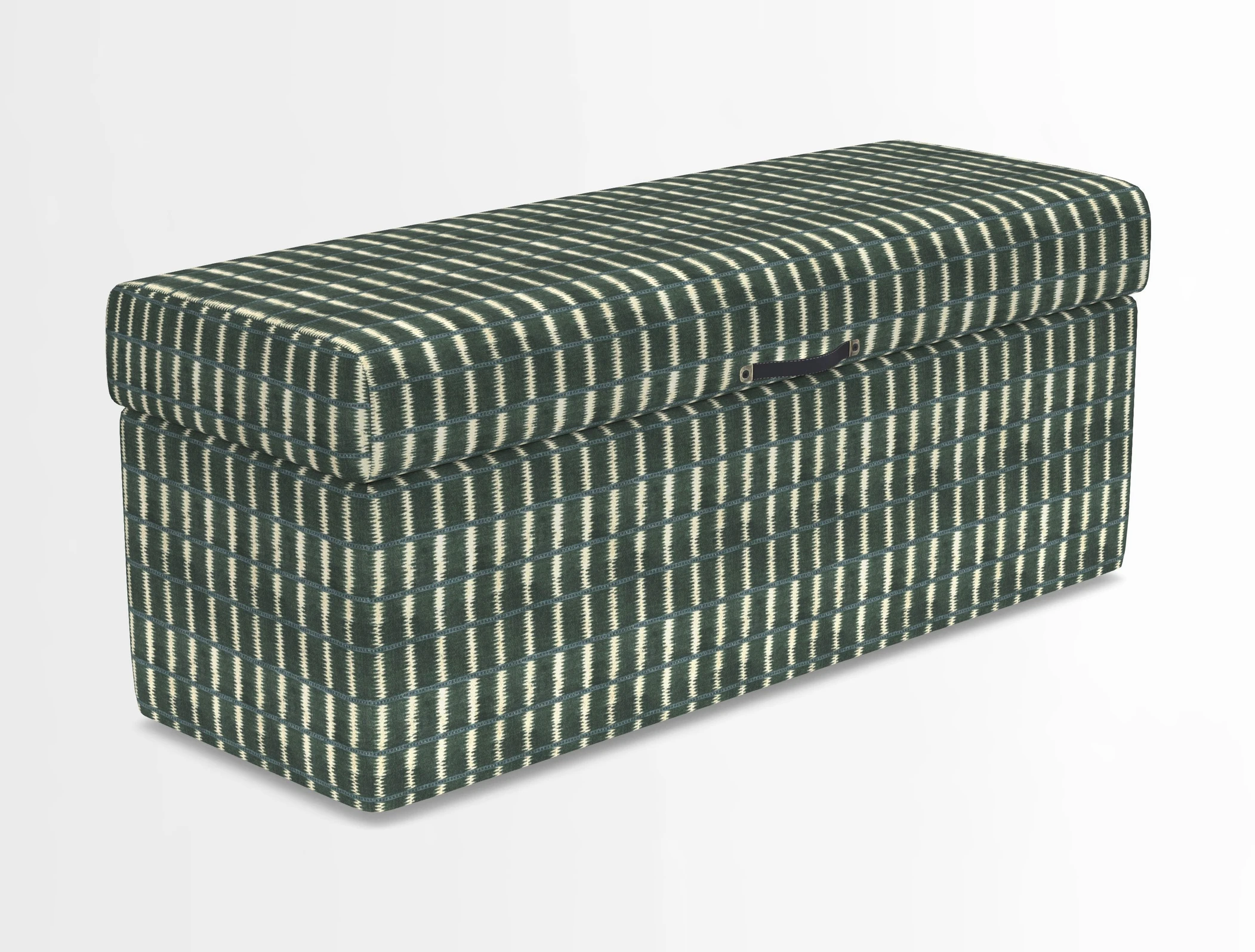 Birdham medium blanket box in Spill Resistant Gertrude Jekyll Ornamental Duck Egg and Alwinton 3 seater sofa in Spill Resistant Sussex Stripe Mocha