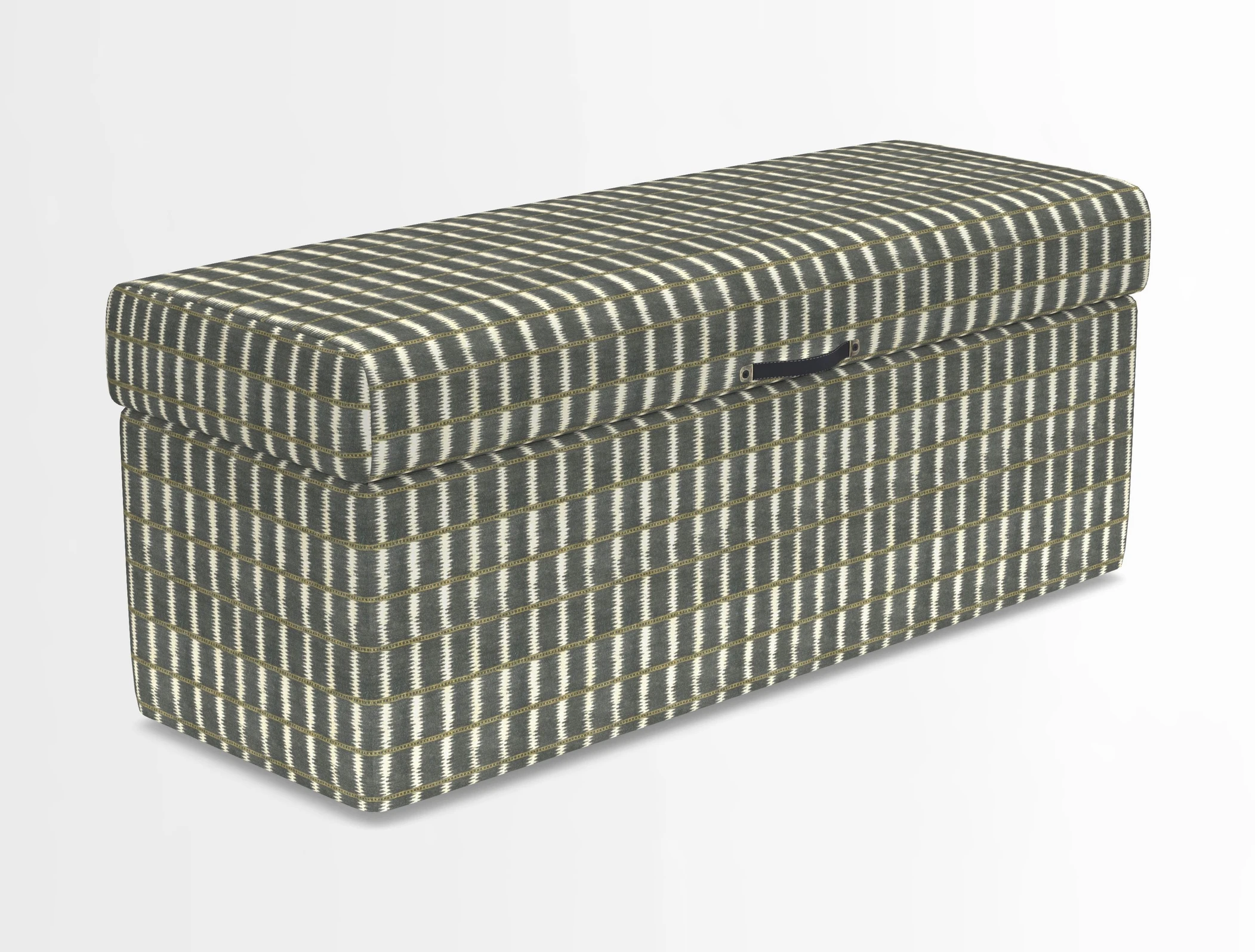 Birdham medium blanket box in Spill Resistant Gertrude Jekyll Ornamental Duck Egg and Alwinton 3 seater sofa in Spill Resistant Sussex Stripe Mocha