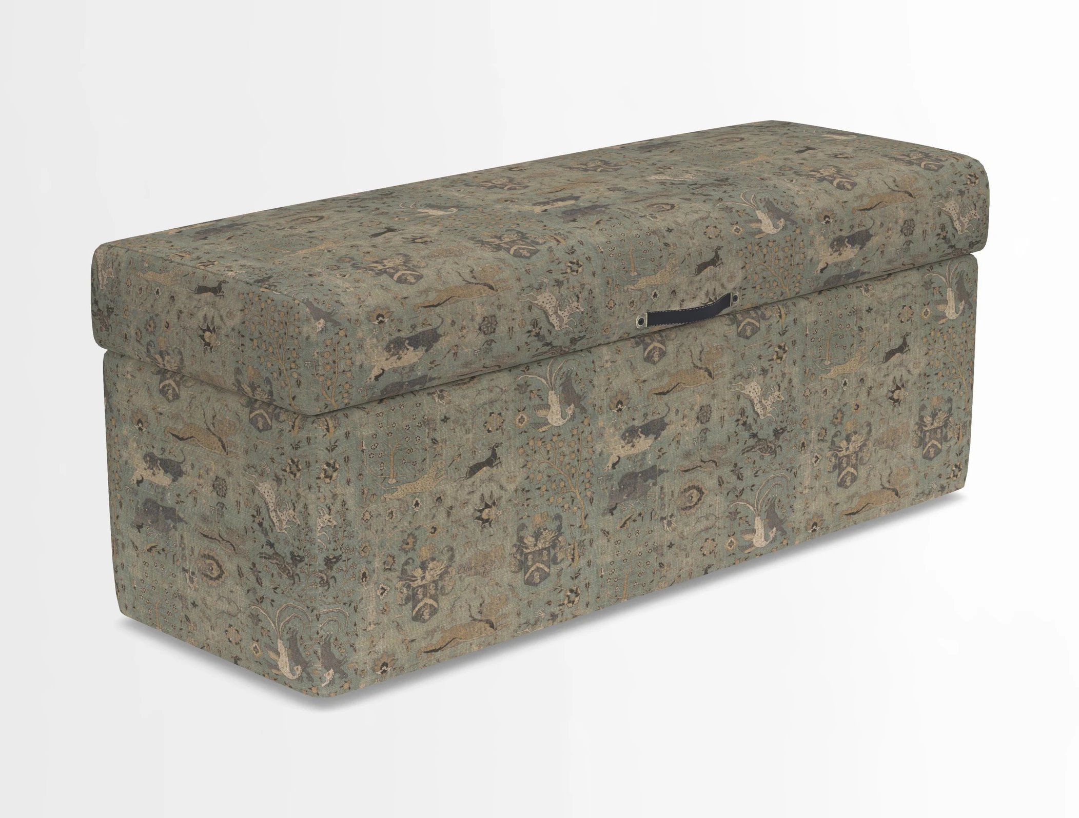 Birdham medium blanket box in Spill Resistant Gertrude Jekyll Ornamental Duck Egg and Alwinton 3 seater sofa in Spill Resistant Sussex Stripe Mocha