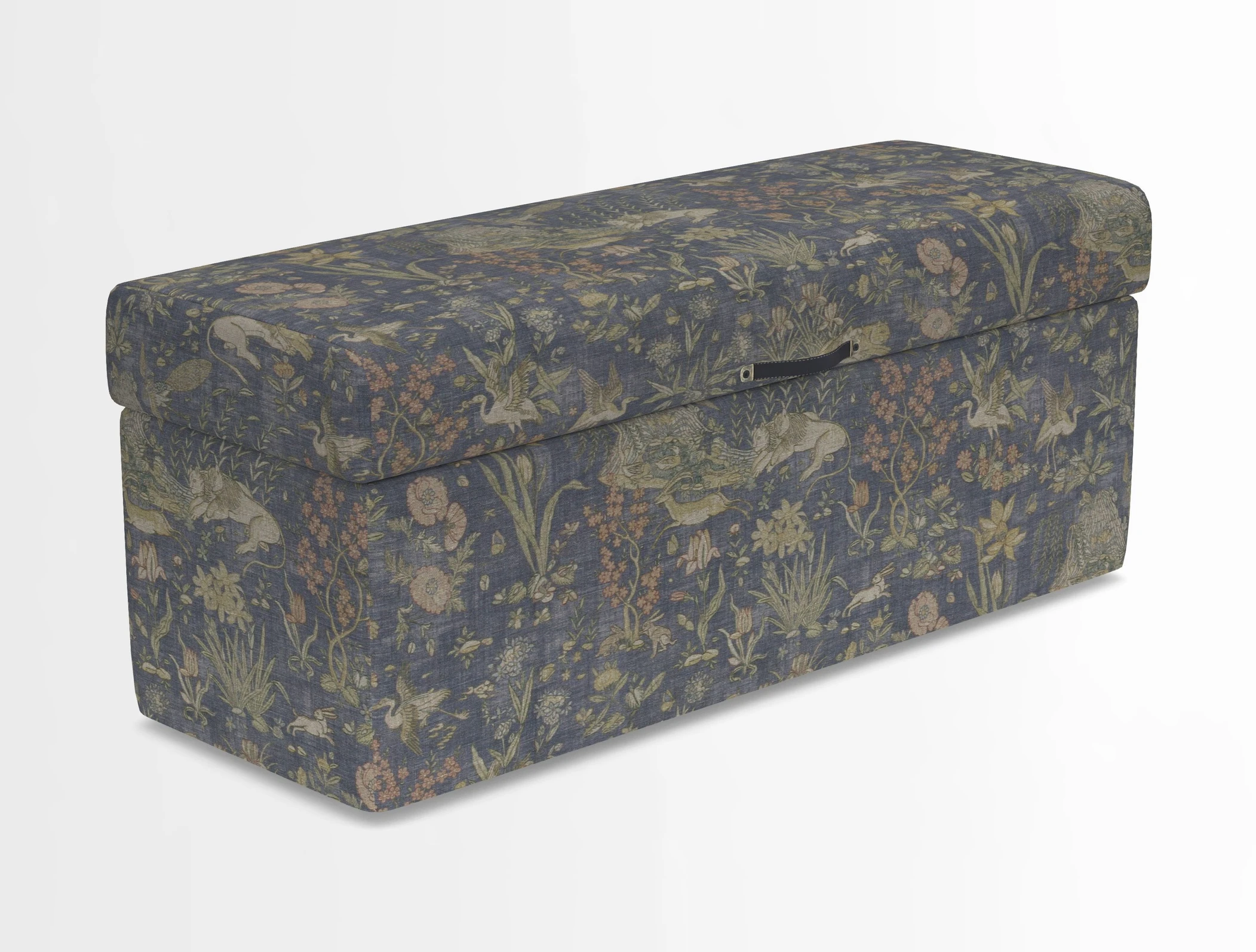 Birdham medium blanket box in Spill Resistant Gertrude Jekyll Ornamental Duck Egg and Alwinton 3 seater sofa in Spill Resistant Sussex Stripe Mocha