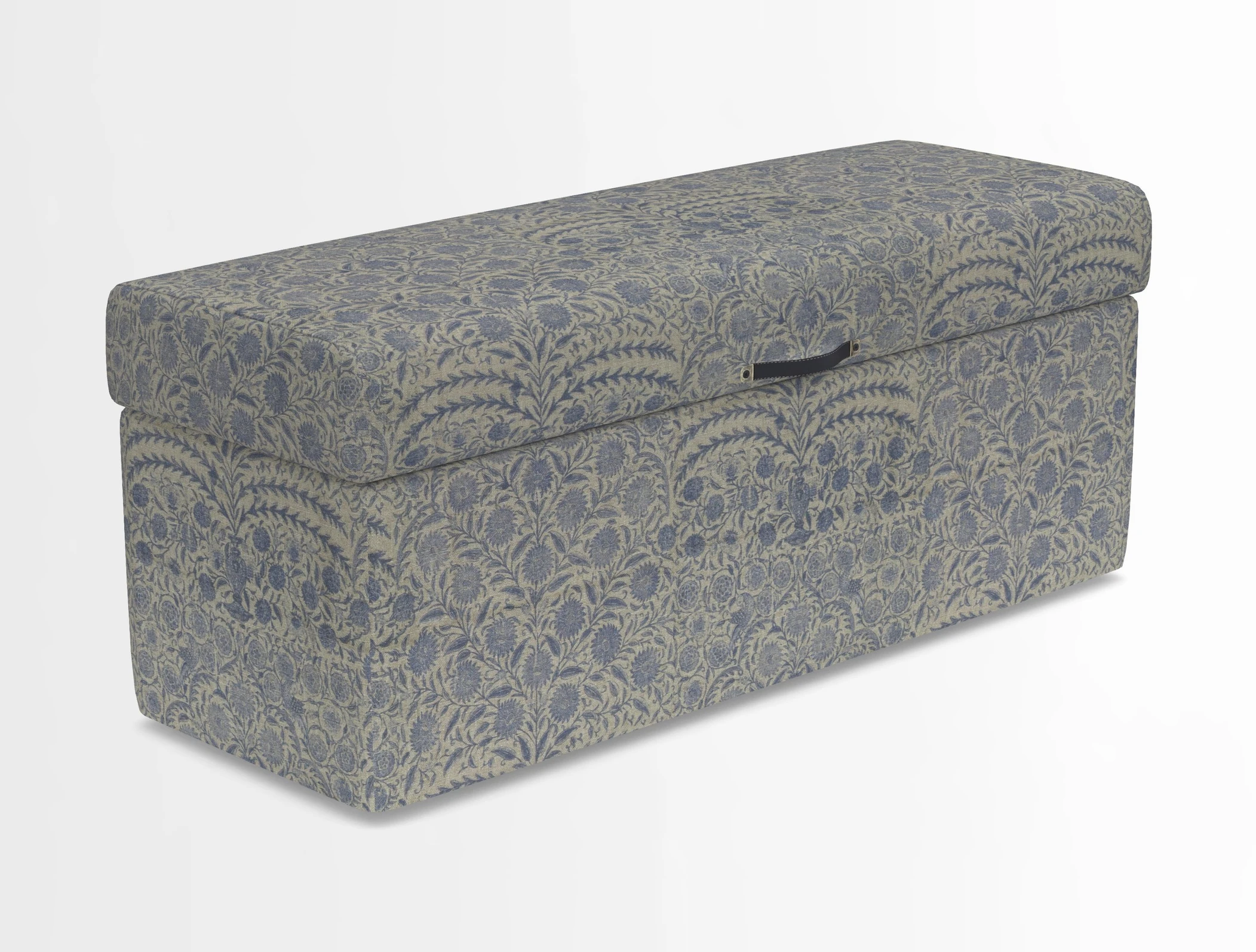 Birdham medium blanket box in Spill Resistant Gertrude Jekyll Ornamental Duck Egg and Alwinton 3 seater sofa in Spill Resistant Sussex Stripe Mocha