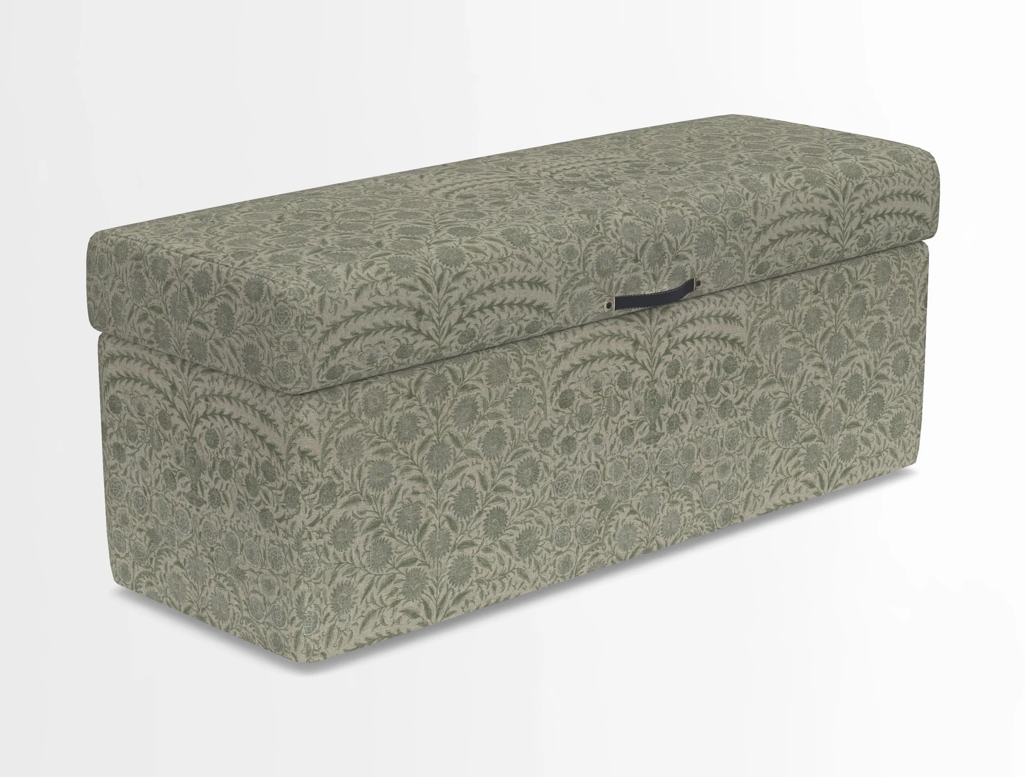 Birdham medium blanket box in Spill Resistant Gertrude Jekyll Ornamental Duck Egg and Alwinton 3 seater sofa in Spill Resistant Sussex Stripe Mocha