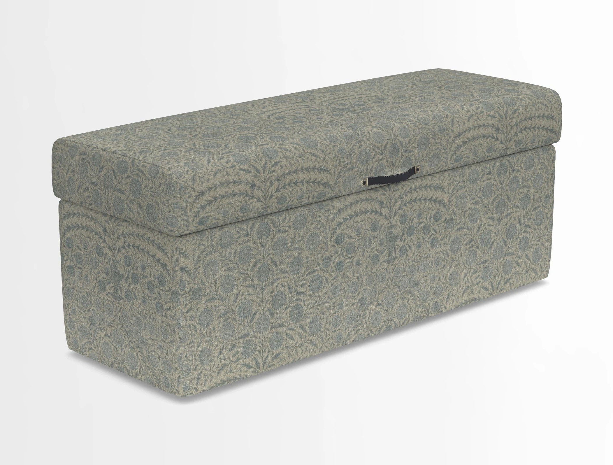 Birdham medium blanket box in Spill Resistant Gertrude Jekyll Ornamental Duck Egg and Alwinton 3 seater sofa in Spill Resistant Sussex Stripe Mocha