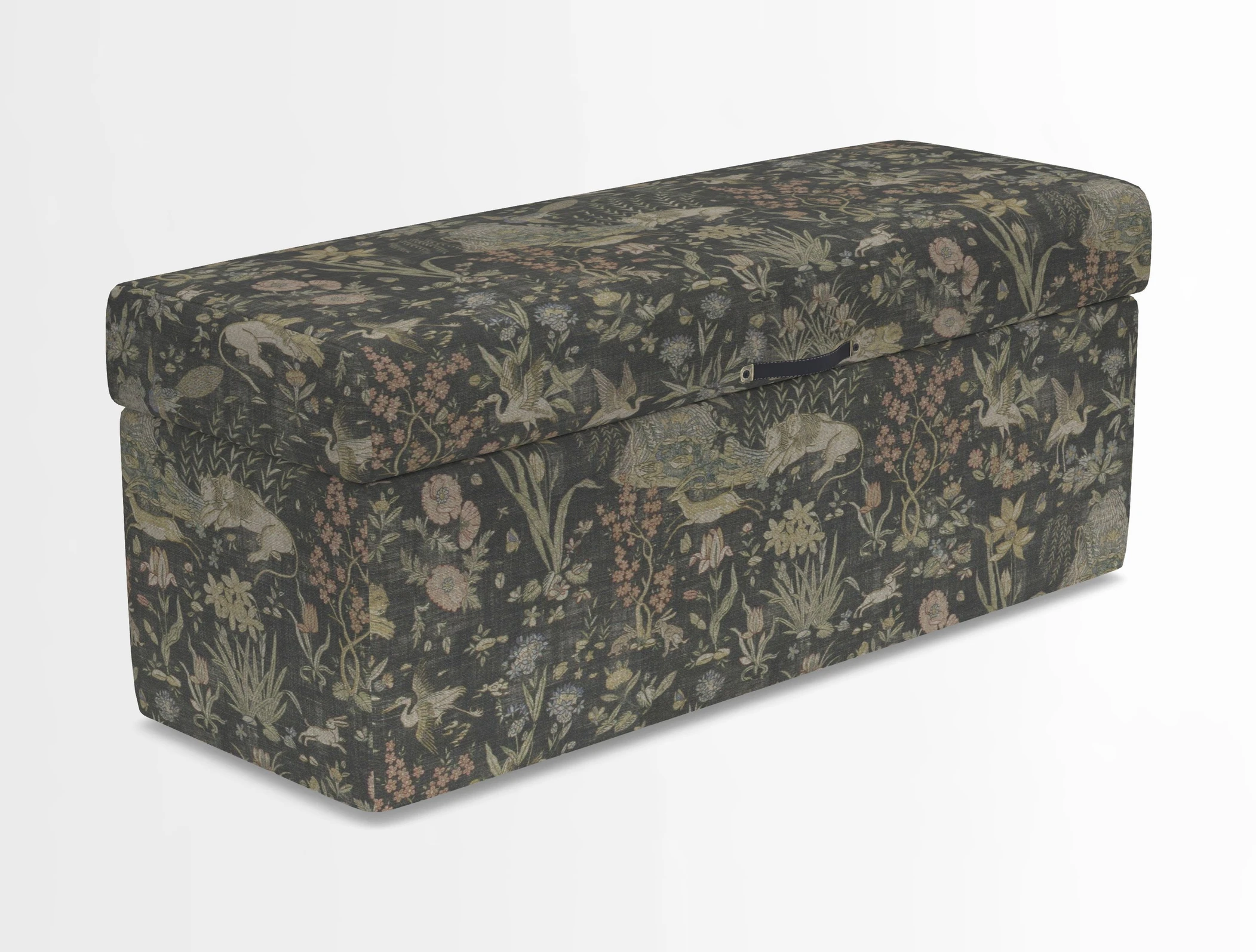 Birdham medium blanket box in Spill Resistant Gertrude Jekyll Ornamental Duck Egg and Alwinton 3 seater sofa in Spill Resistant Sussex Stripe Mocha