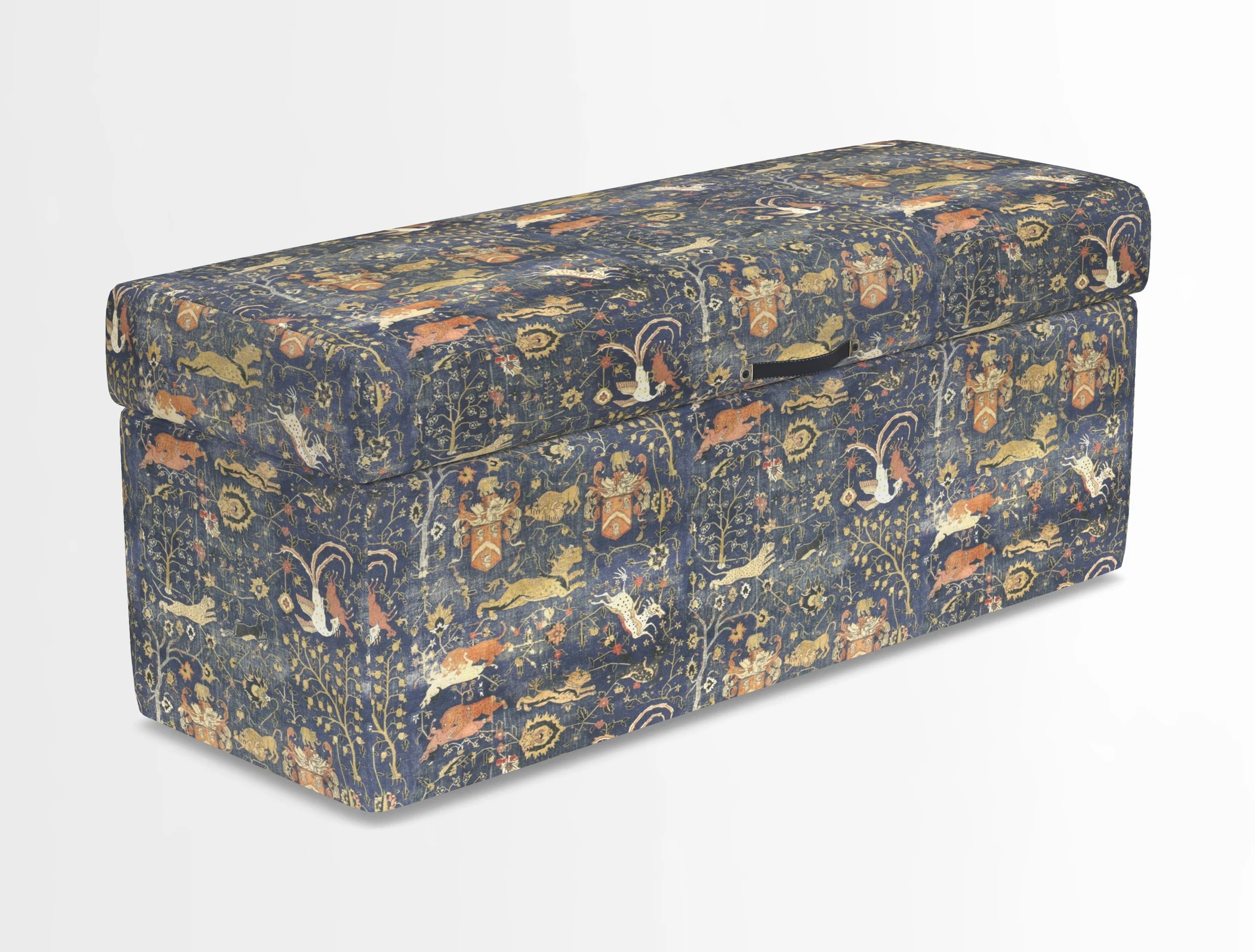 Birdham medium blanket box in Spill Resistant Gertrude Jekyll Ornamental Duck Egg and Alwinton 3 seater sofa in Spill Resistant Sussex Stripe Mocha