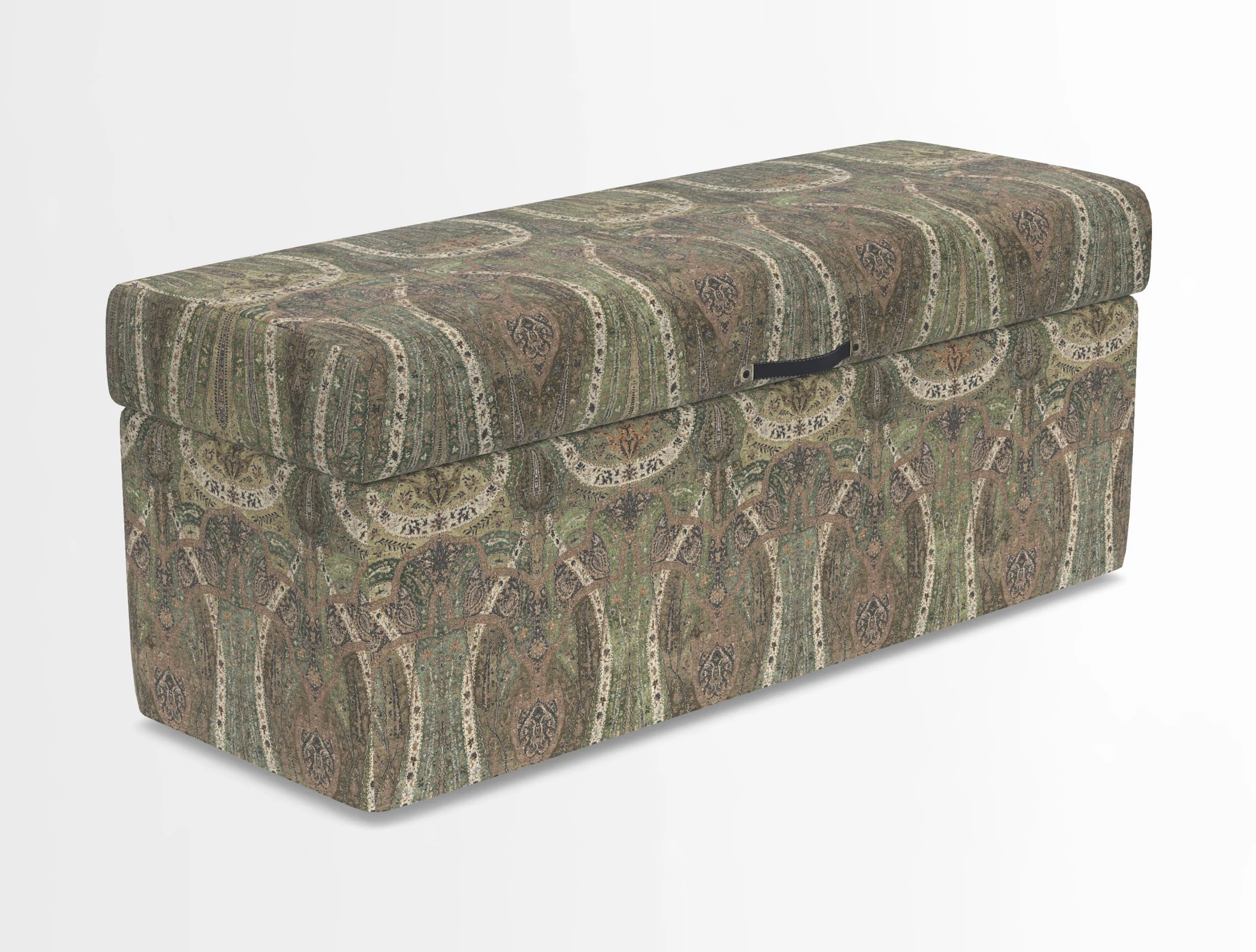Birdham medium blanket box in Spill Resistant Gertrude Jekyll Ornamental Duck Egg and Alwinton 3 seater sofa in Spill Resistant Sussex Stripe Mocha