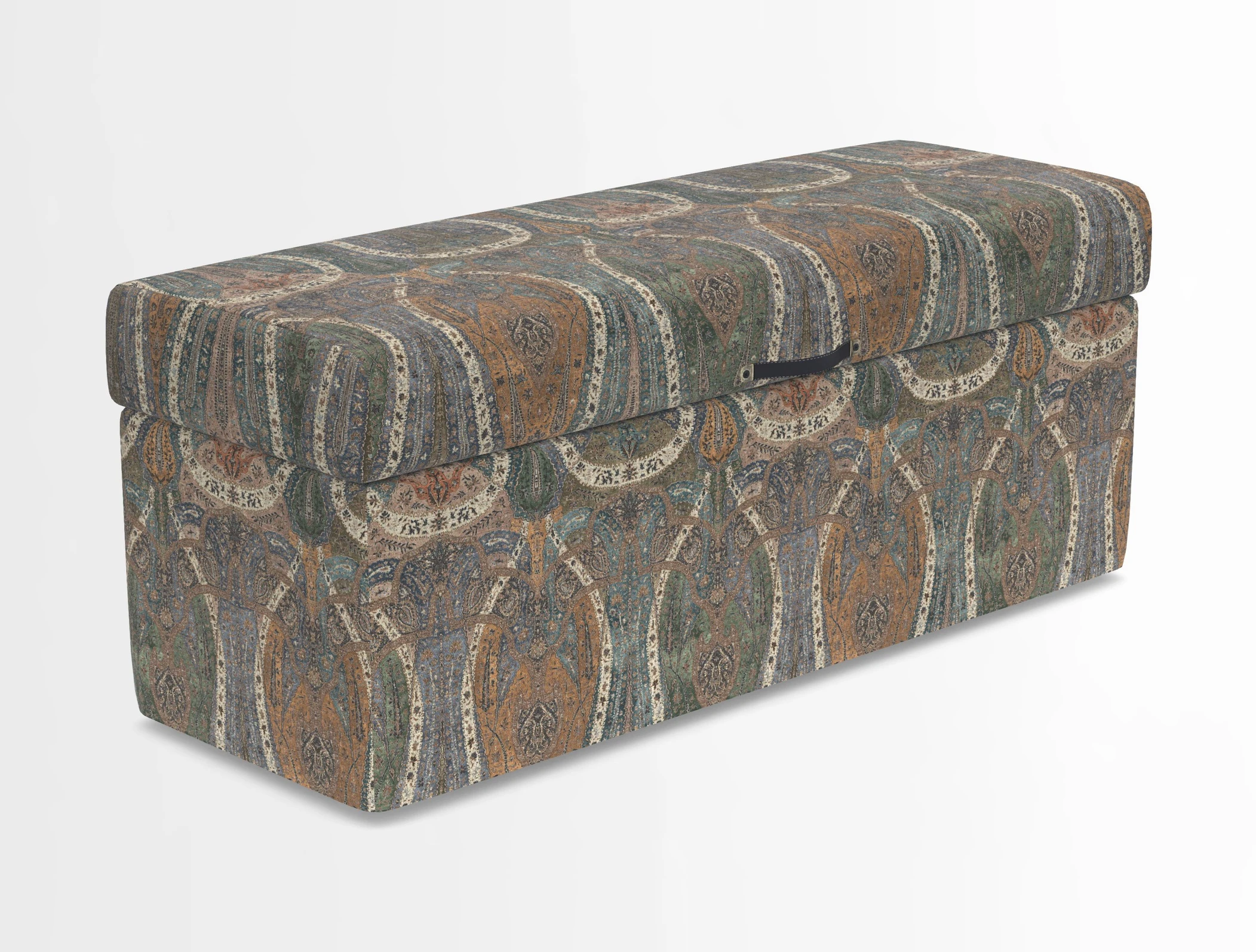 Birdham medium blanket box in Spill Resistant Gertrude Jekyll Ornamental Duck Egg and Alwinton 3 seater sofa in Spill Resistant Sussex Stripe Mocha
