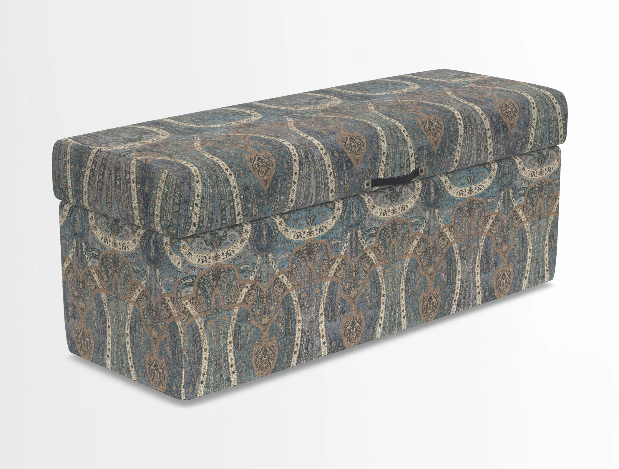 Birdham medium blanket box in Spill Resistant Gertrude Jekyll Ornamental Duck Egg and Alwinton 3 seater sofa in Spill Resistant Sussex Stripe Mocha