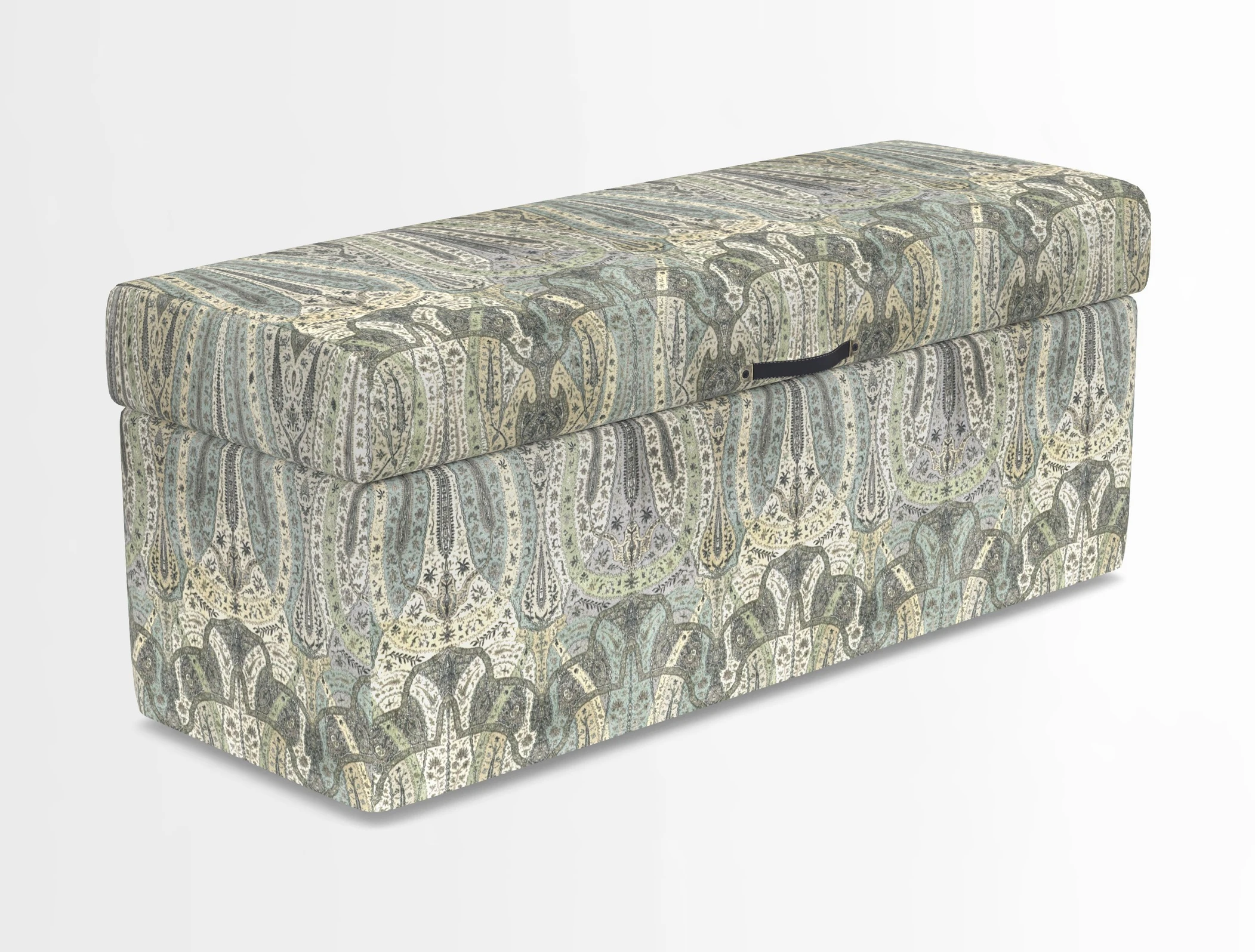 Birdham medium blanket box in Spill Resistant Gertrude Jekyll Ornamental Duck Egg and Alwinton 3 seater sofa in Spill Resistant Sussex Stripe Mocha