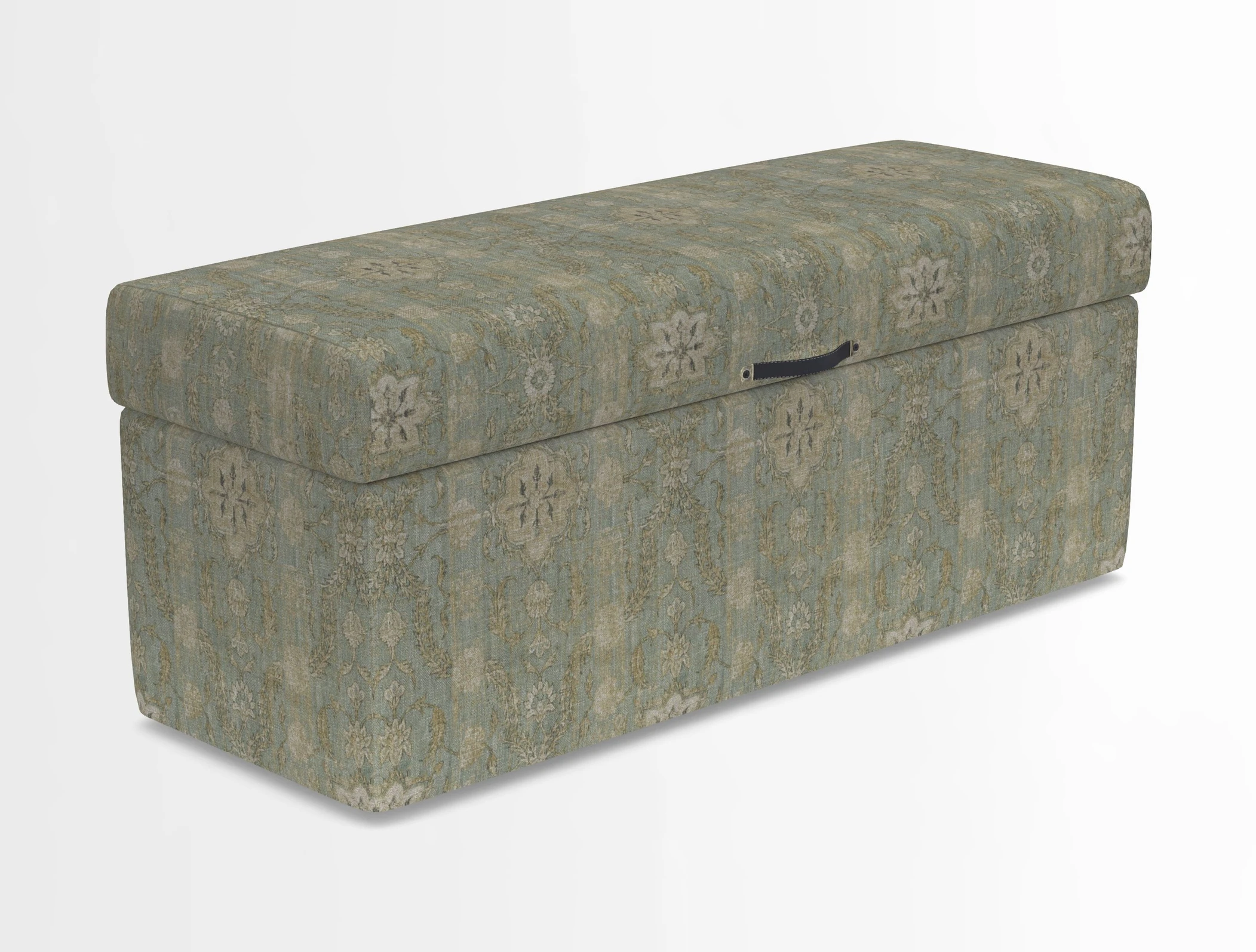 Birdham medium blanket box in Spill Resistant Gertrude Jekyll Ornamental Duck Egg and Alwinton 3 seater sofa in Spill Resistant Sussex Stripe Mocha