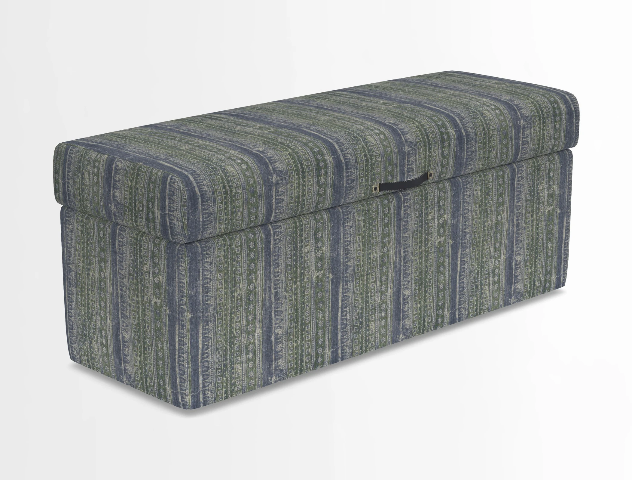Birdham medium blanket box in Spill Resistant Gertrude Jekyll Ornamental Duck Egg and Alwinton 3 seater sofa in Spill Resistant Sussex Stripe Mocha
