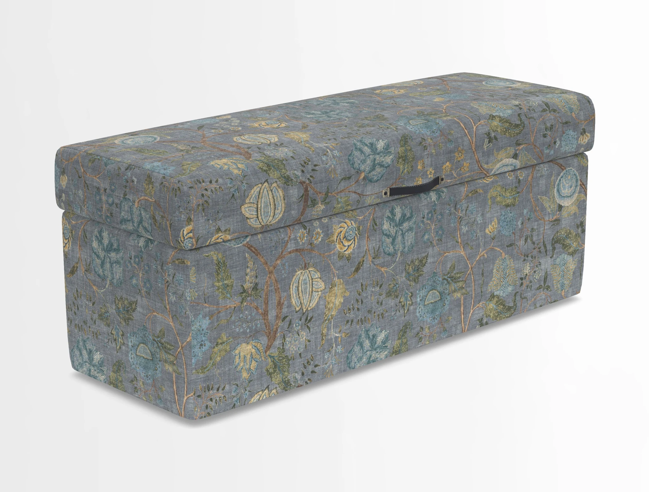 Birdham medium blanket box in Spill Resistant Gertrude Jekyll Ornamental Duck Egg and Alwinton 3 seater sofa in Spill Resistant Sussex Stripe Mocha