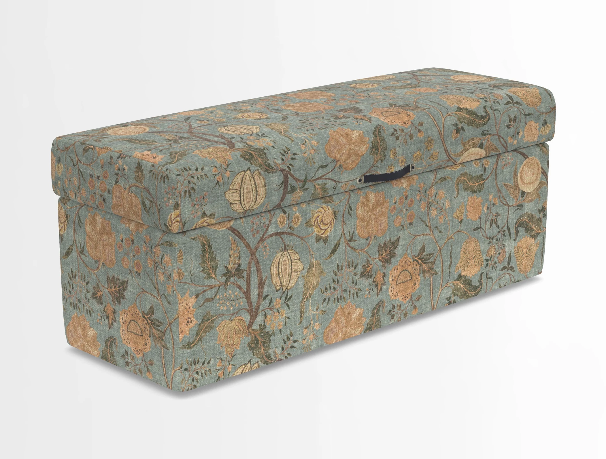 Birdham medium blanket box in Spill Resistant Gertrude Jekyll Ornamental Duck Egg and Alwinton 3 seater sofa in Spill Resistant Sussex Stripe Mocha