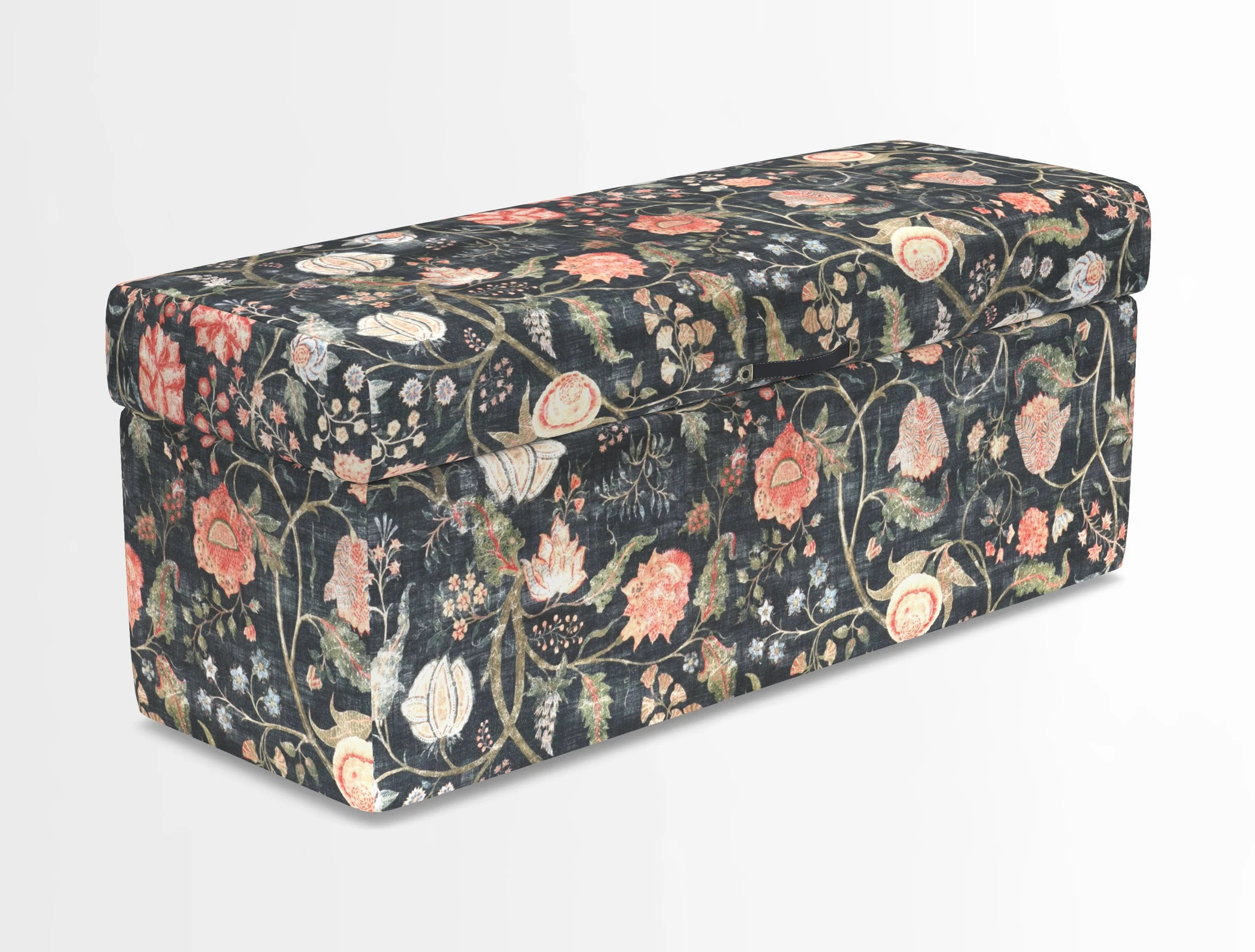 Birdham medium blanket box in Spill Resistant Gertrude Jekyll Ornamental Duck Egg and Alwinton 3 seater sofa in Spill Resistant Sussex Stripe Mocha
