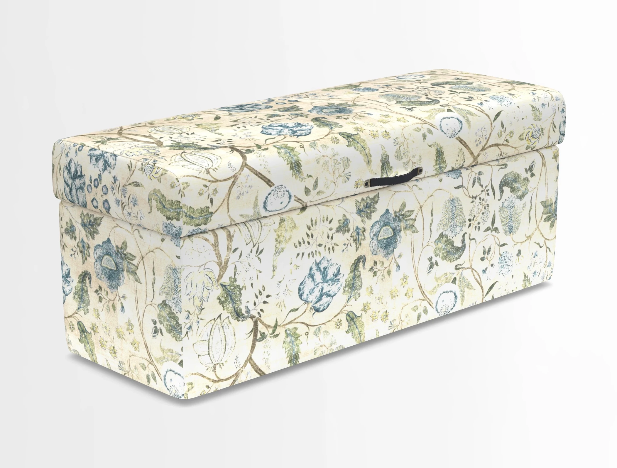 Birdham medium blanket box in Spill Resistant Gertrude Jekyll Ornamental Duck Egg and Alwinton 3 seater sofa in Spill Resistant Sussex Stripe Mocha