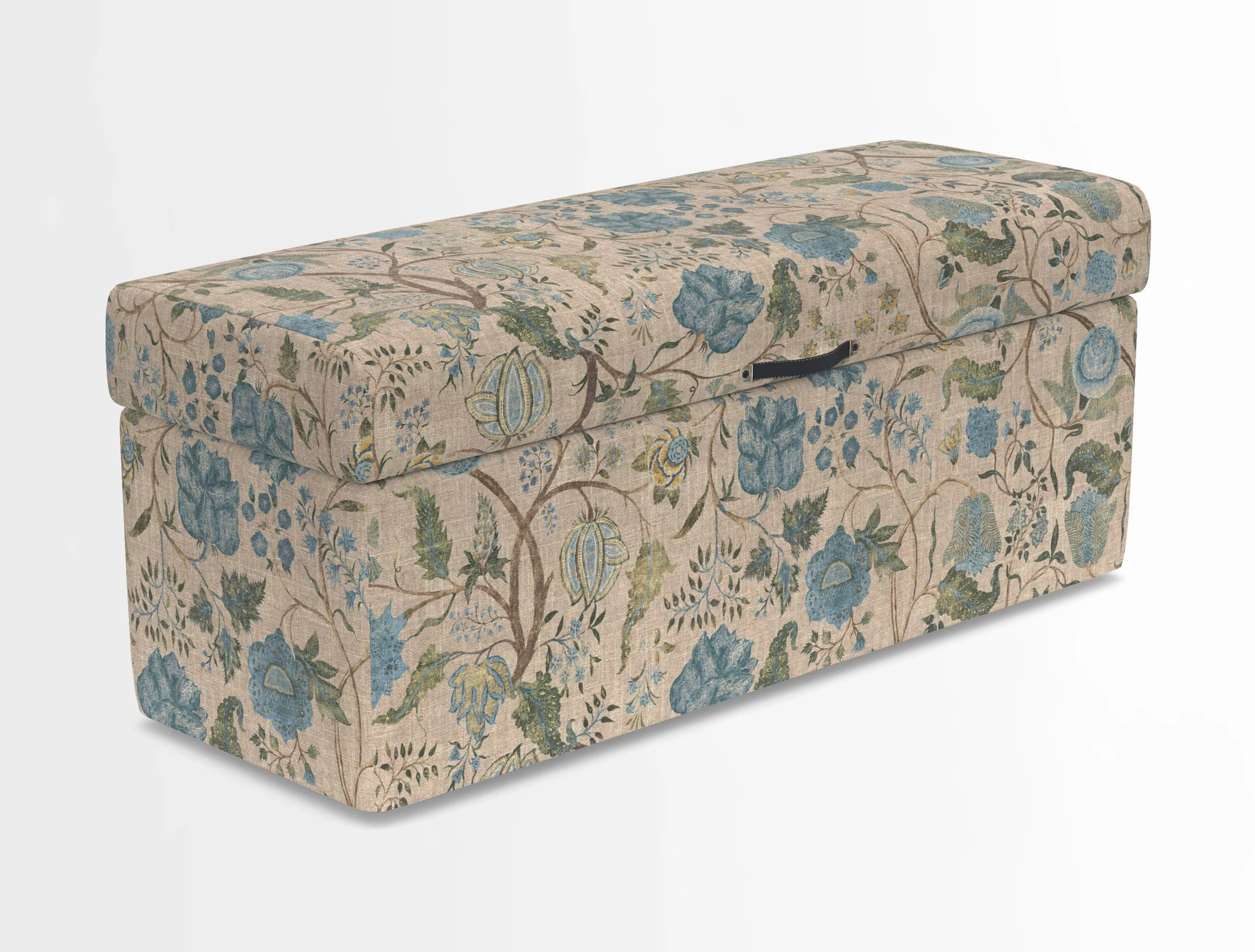 Birdham medium blanket box in Spill Resistant Gertrude Jekyll Ornamental Duck Egg and Alwinton 3 seater sofa in Spill Resistant Sussex Stripe Mocha
