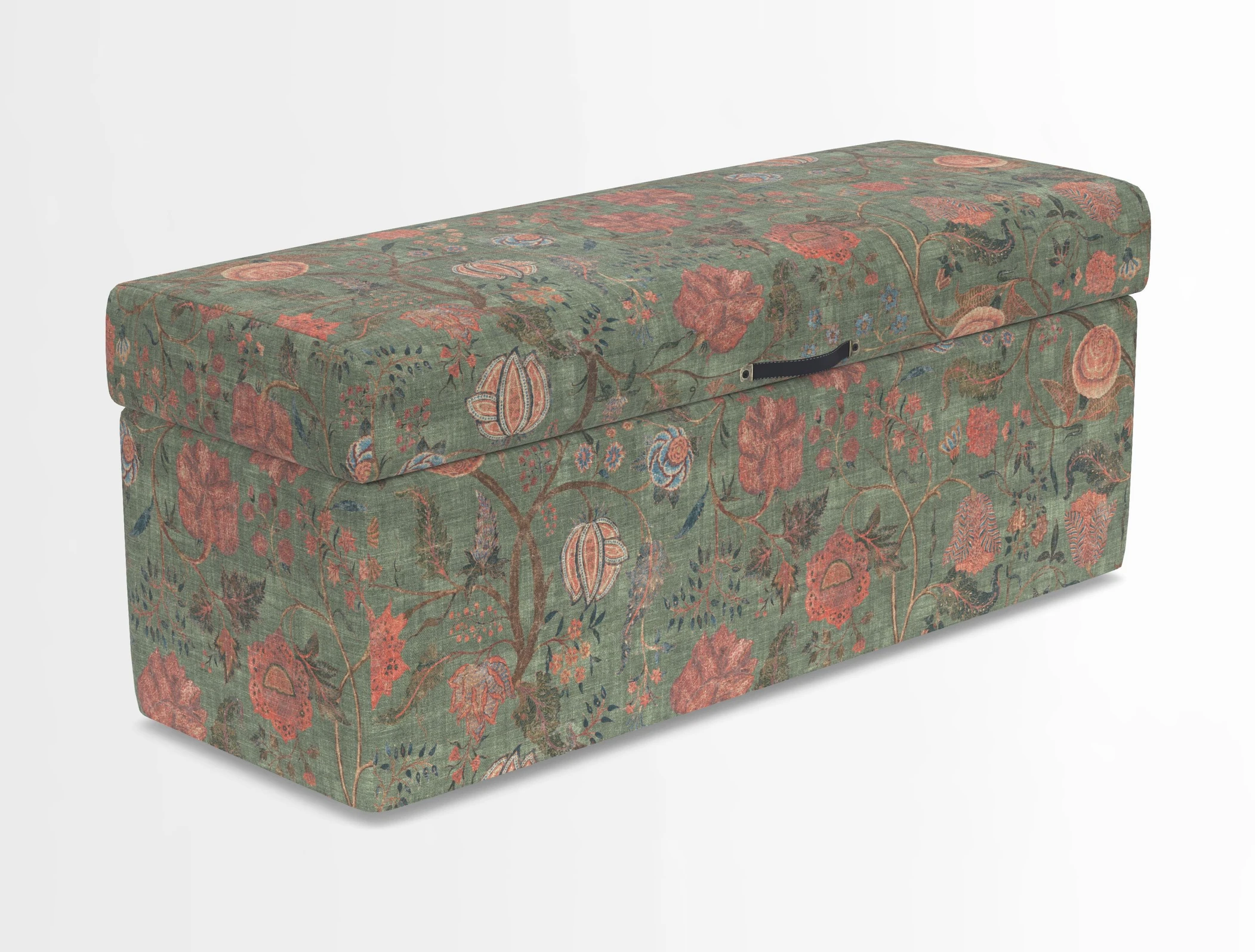 Birdham medium blanket box in Spill Resistant Gertrude Jekyll Ornamental Duck Egg and Alwinton 3 seater sofa in Spill Resistant Sussex Stripe Mocha