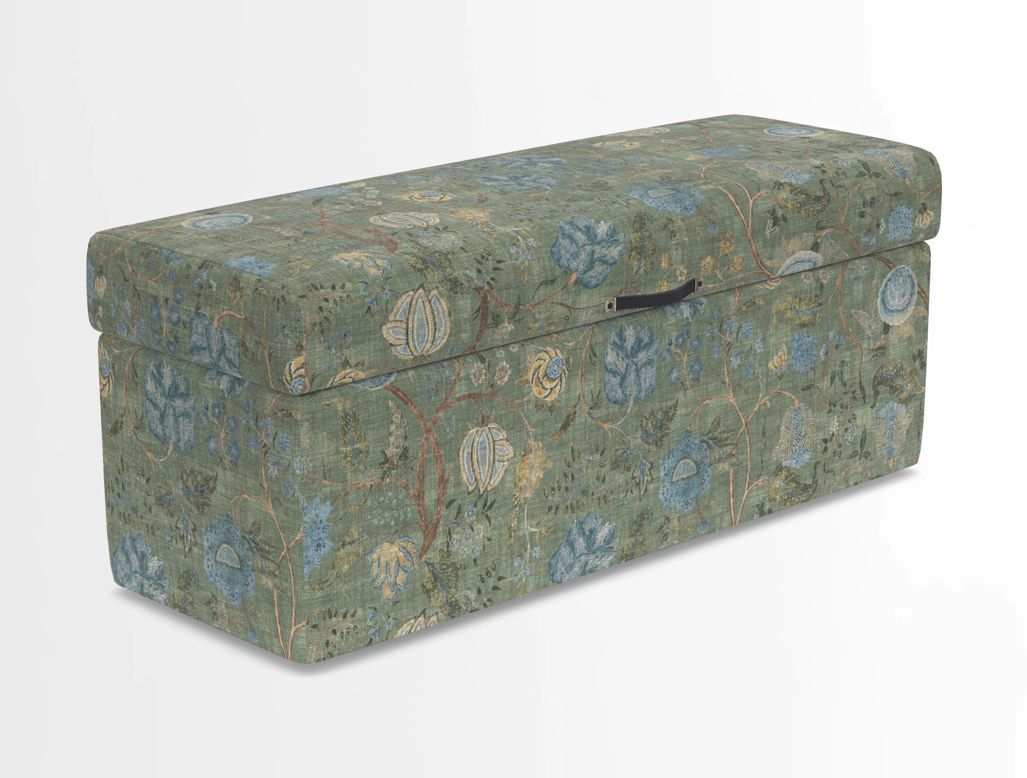 Birdham medium blanket box in Spill Resistant Gertrude Jekyll Ornamental Duck Egg and Alwinton 3 seater sofa in Spill Resistant Sussex Stripe Mocha