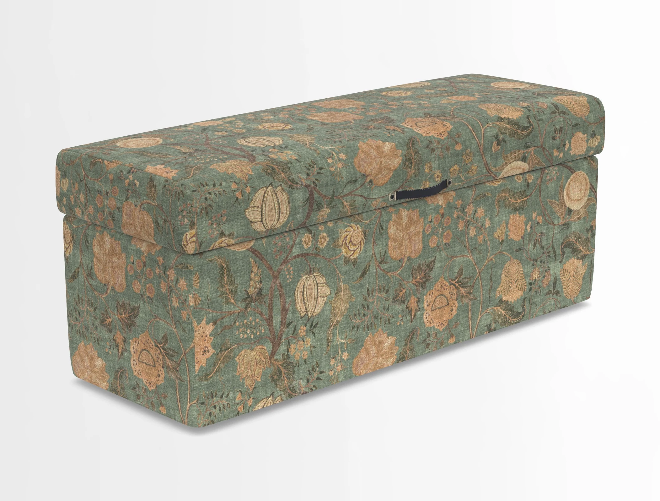 Birdham medium blanket box in Spill Resistant Gertrude Jekyll Ornamental Duck Egg and Alwinton 3 seater sofa in Spill Resistant Sussex Stripe Mocha