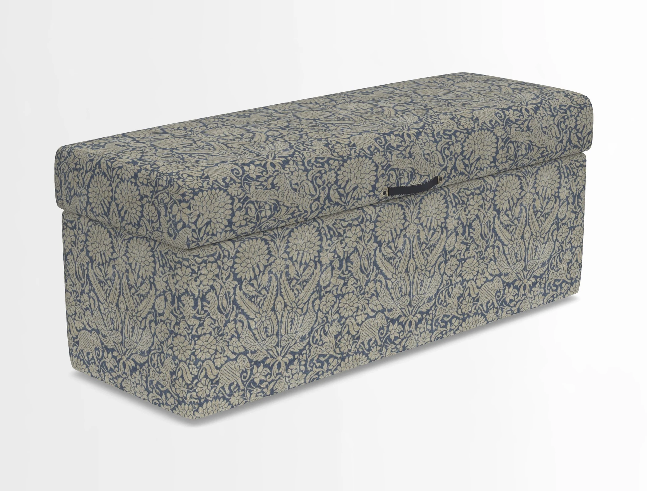 Birdham medium blanket box in Spill Resistant Gertrude Jekyll Ornamental Duck Egg and Alwinton 3 seater sofa in Spill Resistant Sussex Stripe Mocha