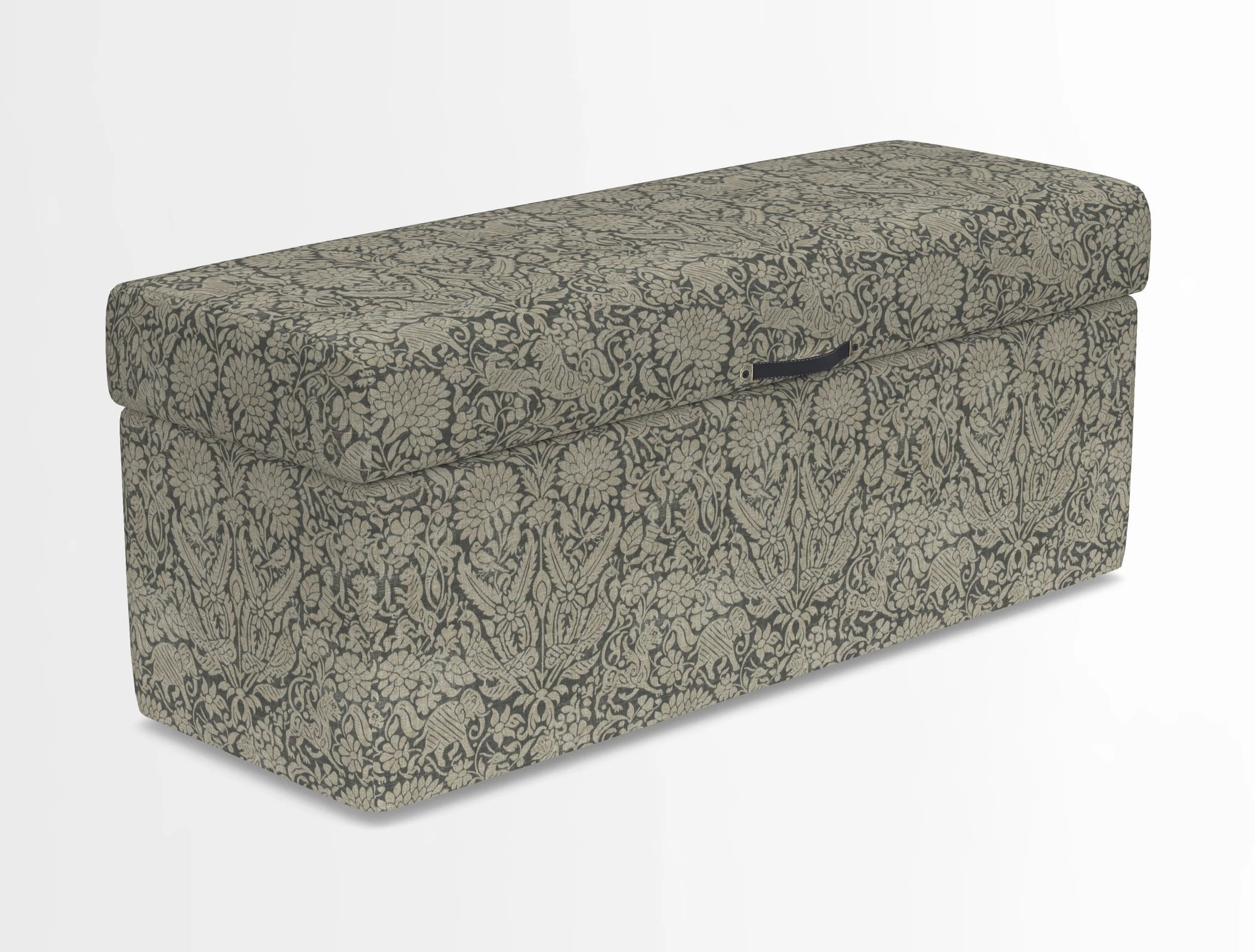 Birdham medium blanket box in Spill Resistant Gertrude Jekyll Ornamental Duck Egg and Alwinton 3 seater sofa in Spill Resistant Sussex Stripe Mocha