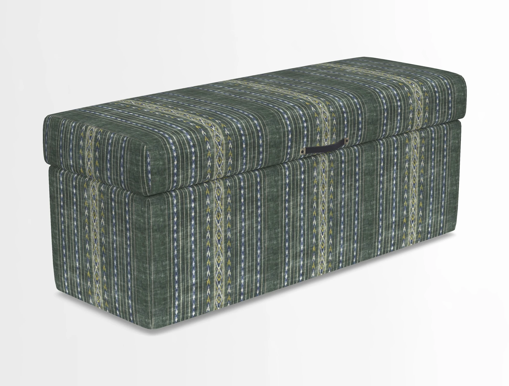 Birdham medium blanket box in Spill Resistant Gertrude Jekyll Ornamental Duck Egg and Alwinton 3 seater sofa in Spill Resistant Sussex Stripe Mocha