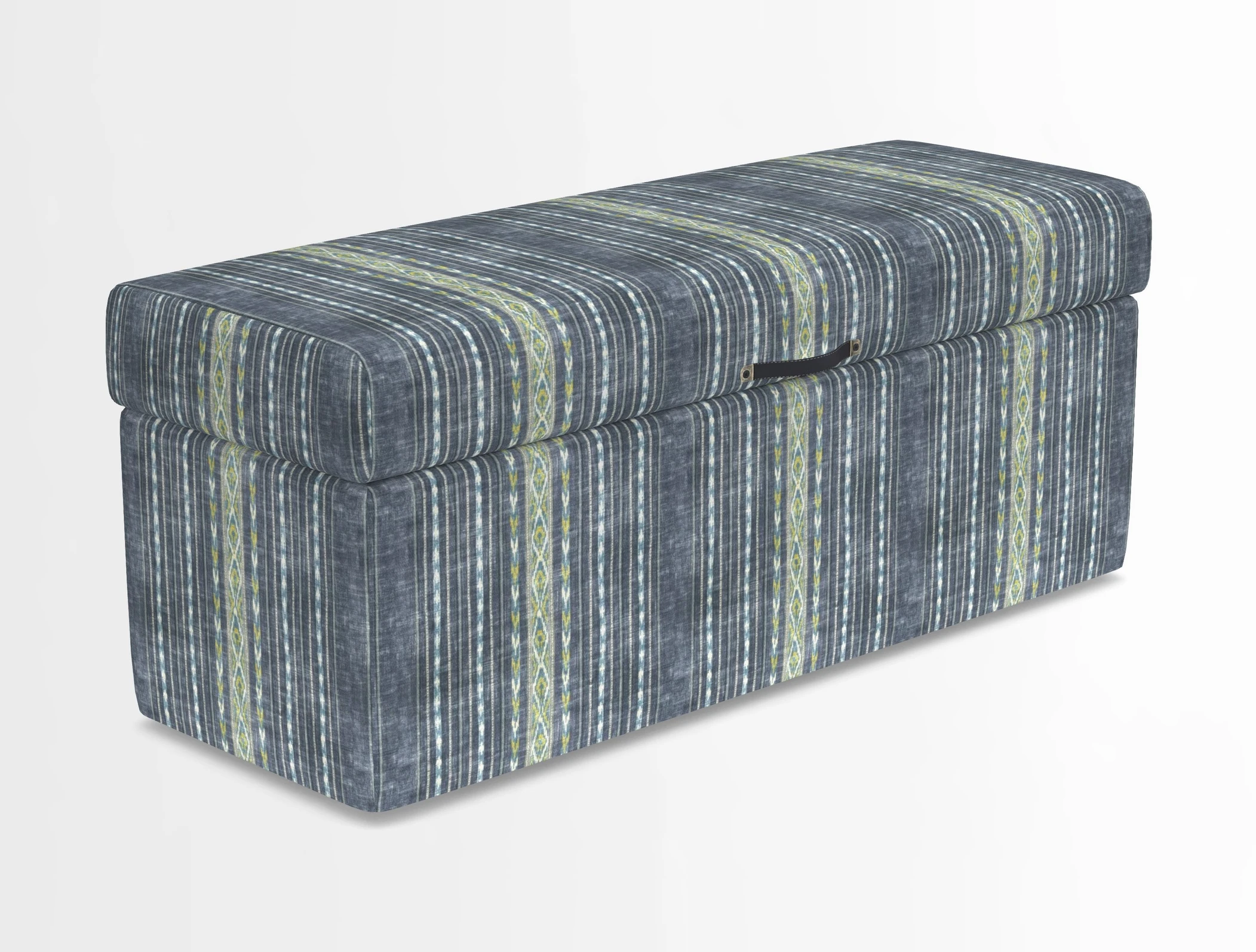Birdham medium blanket box in Spill Resistant Gertrude Jekyll Ornamental Duck Egg and Alwinton 3 seater sofa in Spill Resistant Sussex Stripe Mocha