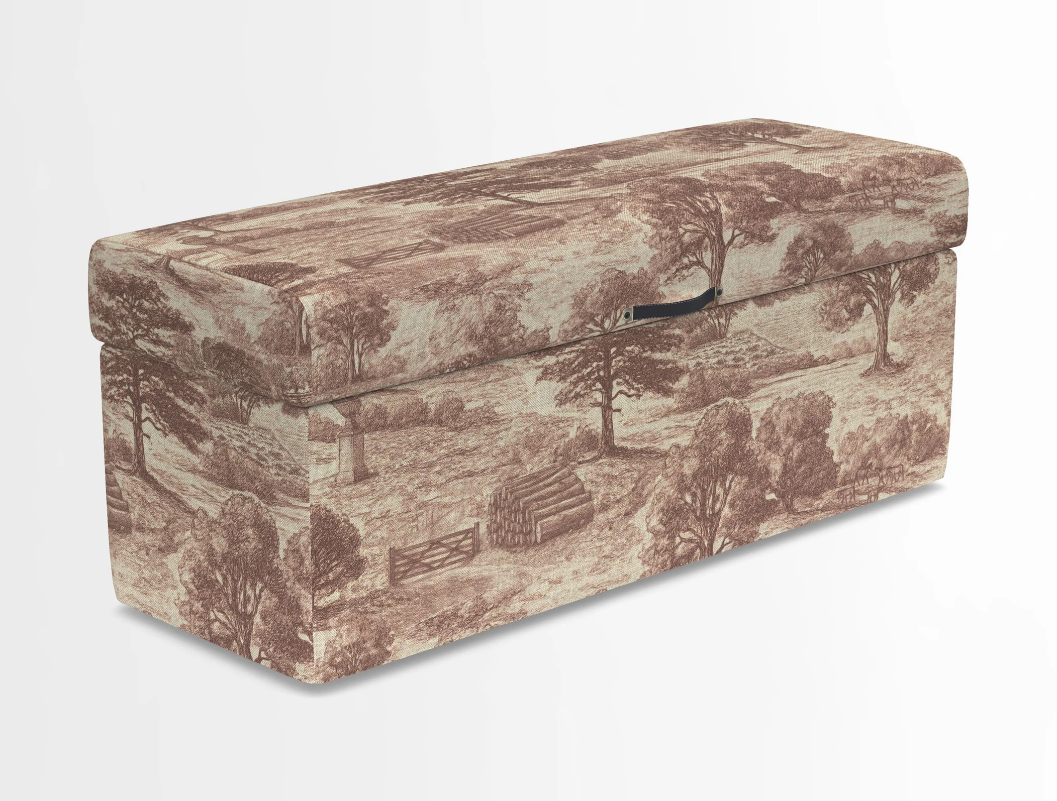 Birdham medium blanket box in Spill Resistant Gertrude Jekyll Ornamental Duck Egg and Alwinton 3 seater sofa in Spill Resistant Sussex Stripe Mocha