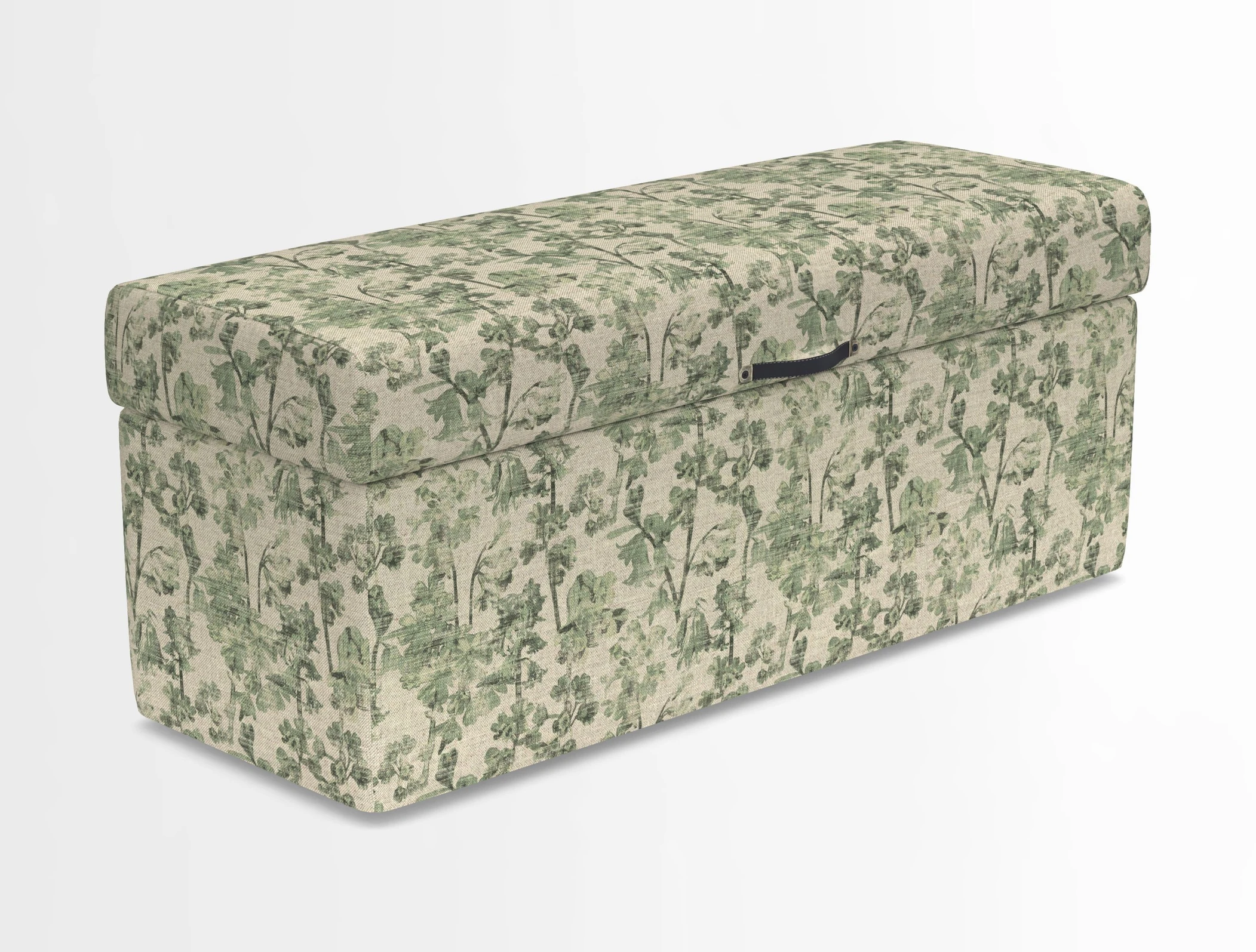 Birdham medium blanket box in Spill Resistant Gertrude Jekyll Ornamental Duck Egg and Alwinton 3 seater sofa in Spill Resistant Sussex Stripe Mocha