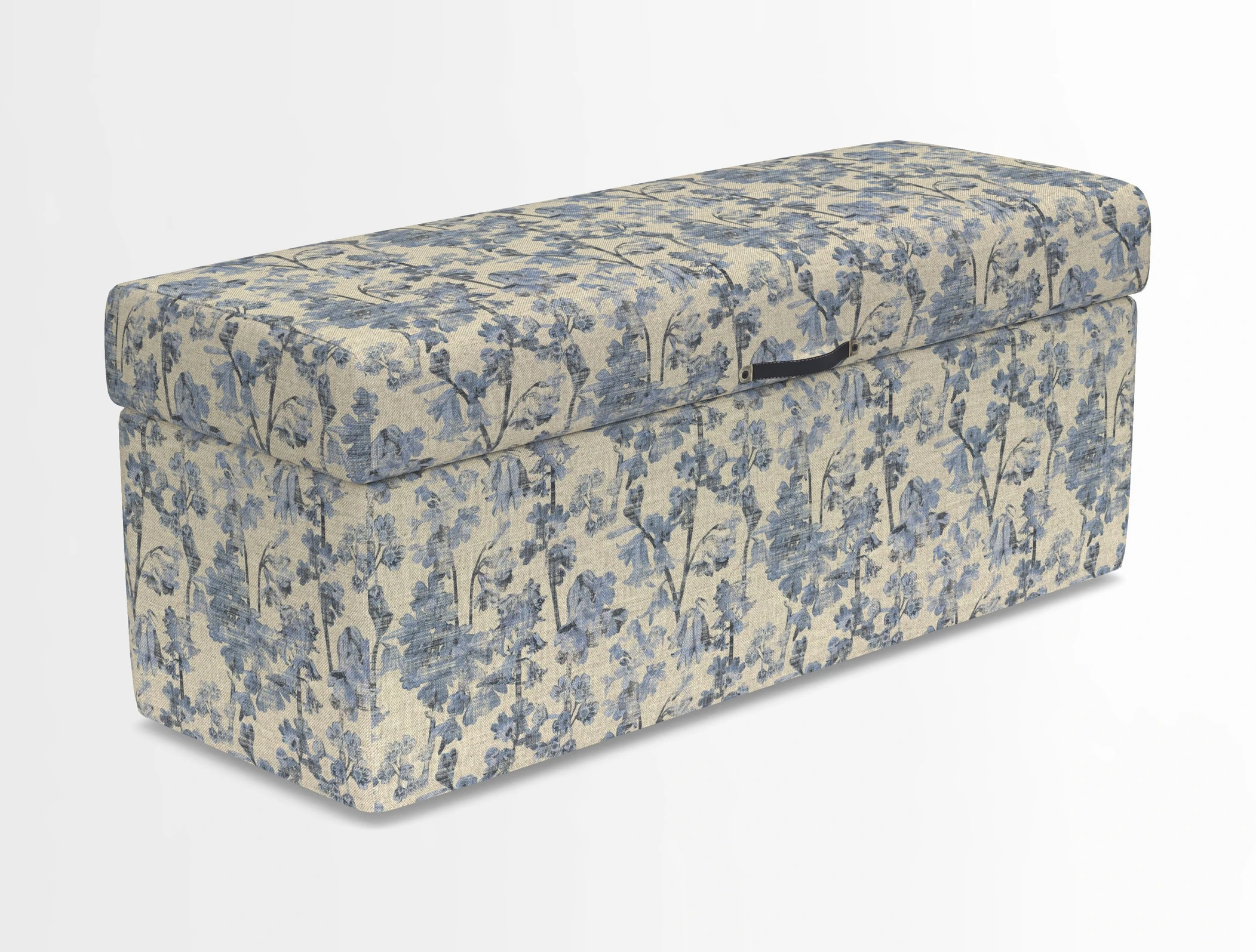 Birdham medium blanket box in Spill Resistant Gertrude Jekyll Ornamental Duck Egg and Alwinton 3 seater sofa in Spill Resistant Sussex Stripe Mocha